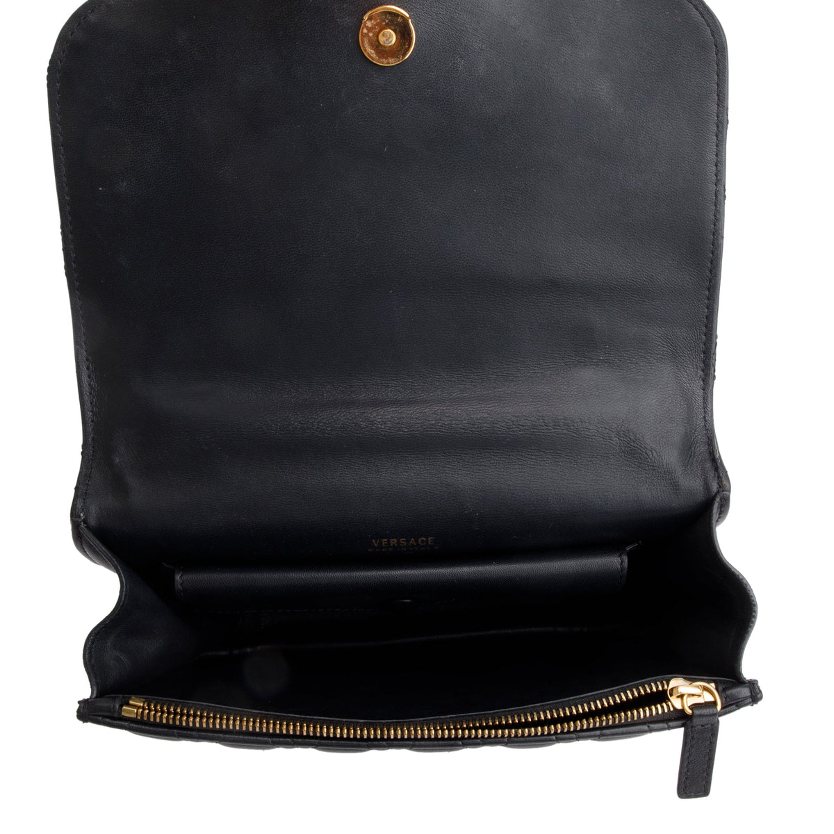 Versace Black Quilted Nappa Leather Small Virtus Shoulder Bag