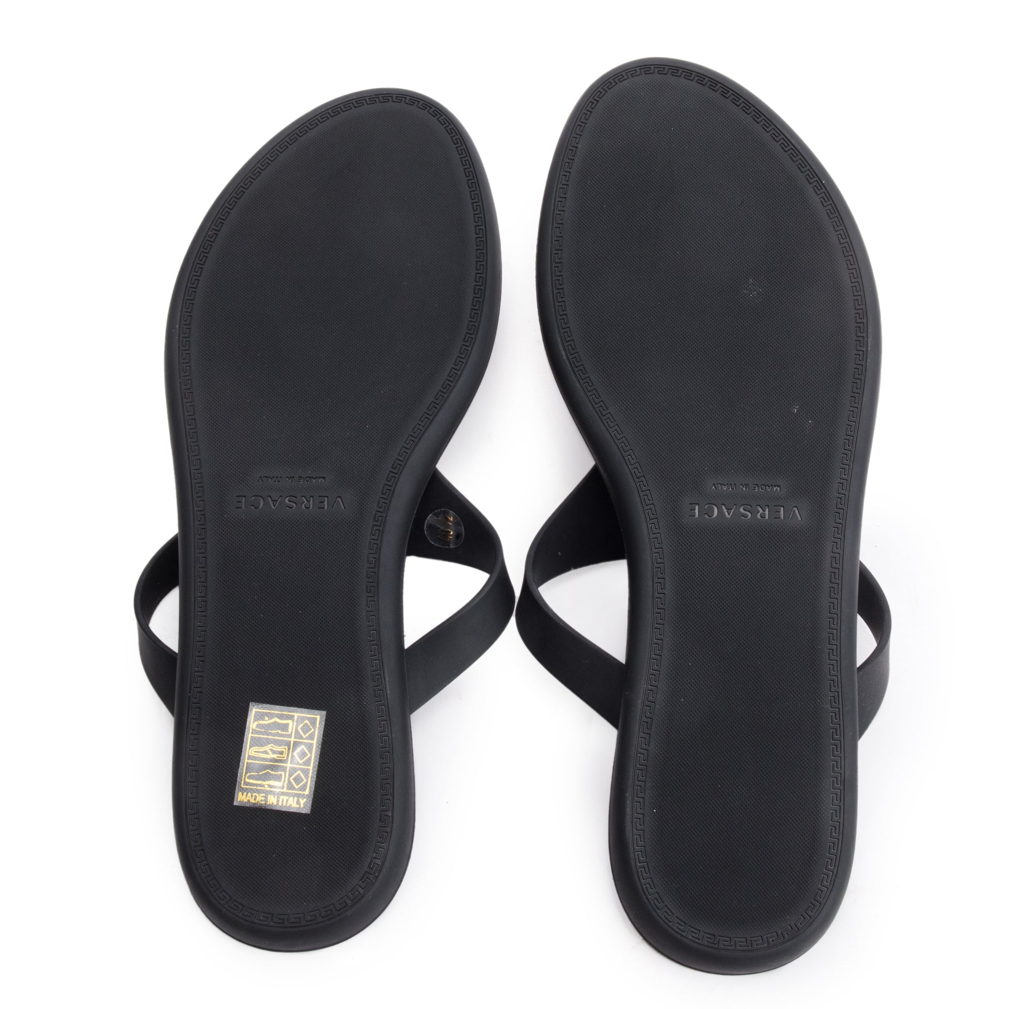 Versace Black Rubber Medusa Alia Flat Sandals, Size 40.5 w/ Box & Authenticity Card