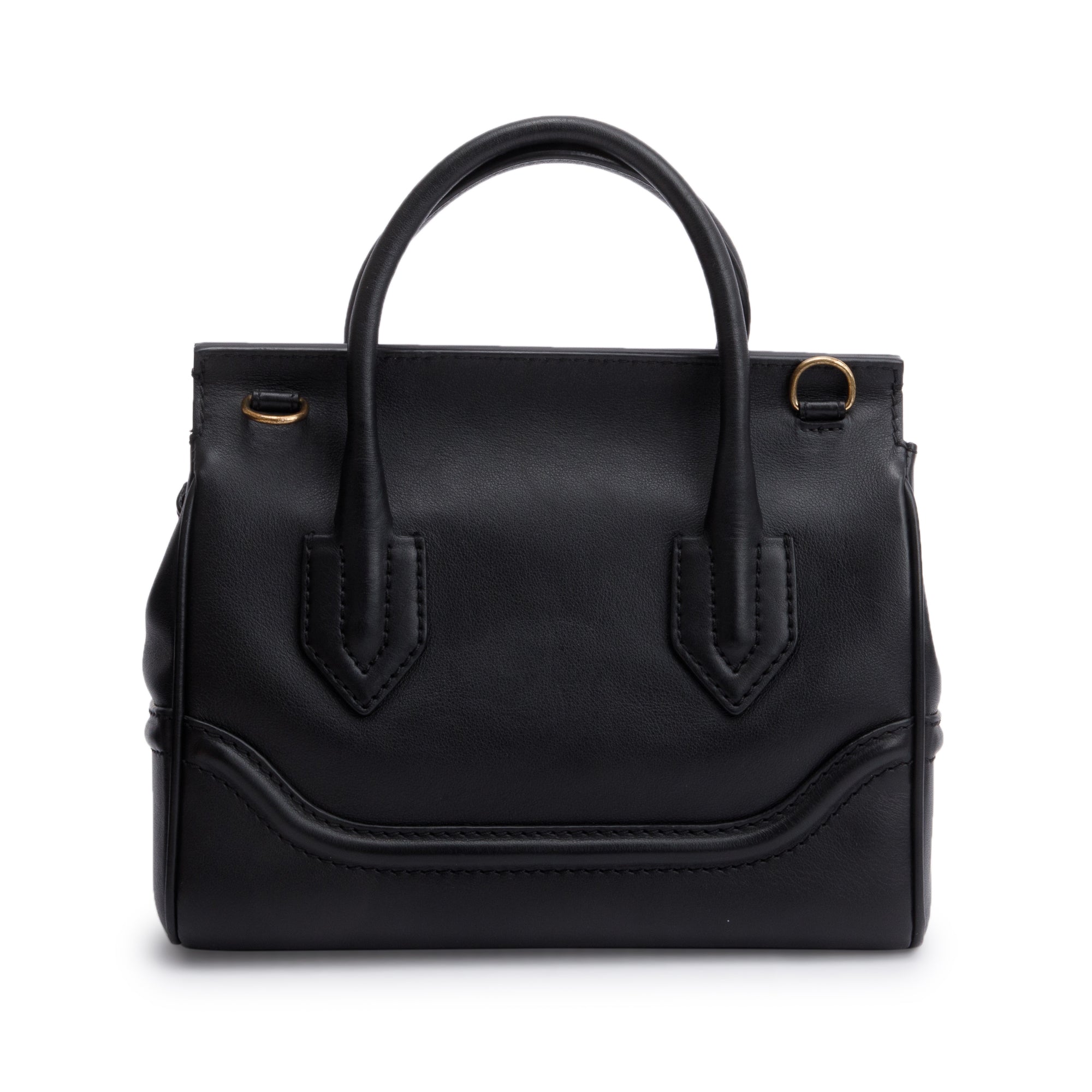 Versace Black Saffiano Leather Palazzo Empire Handle Bag w/ Strap