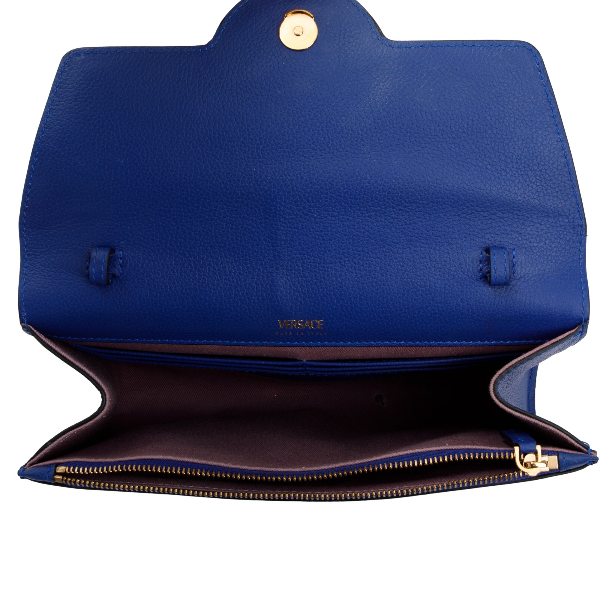 Versace Blue Calfskin Leather La Medusa Crossbody Bag w/ Authenticity Card