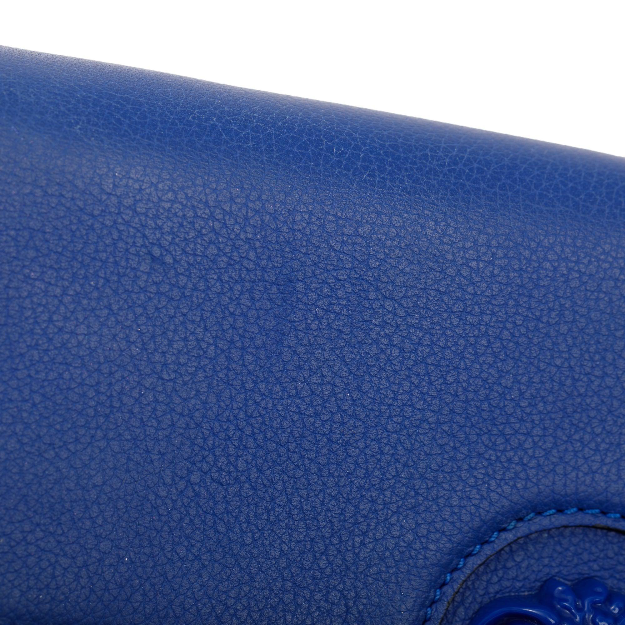 Versace Blue Calfskin Leather La Medusa Crossbody Bag w/ Authenticity Card