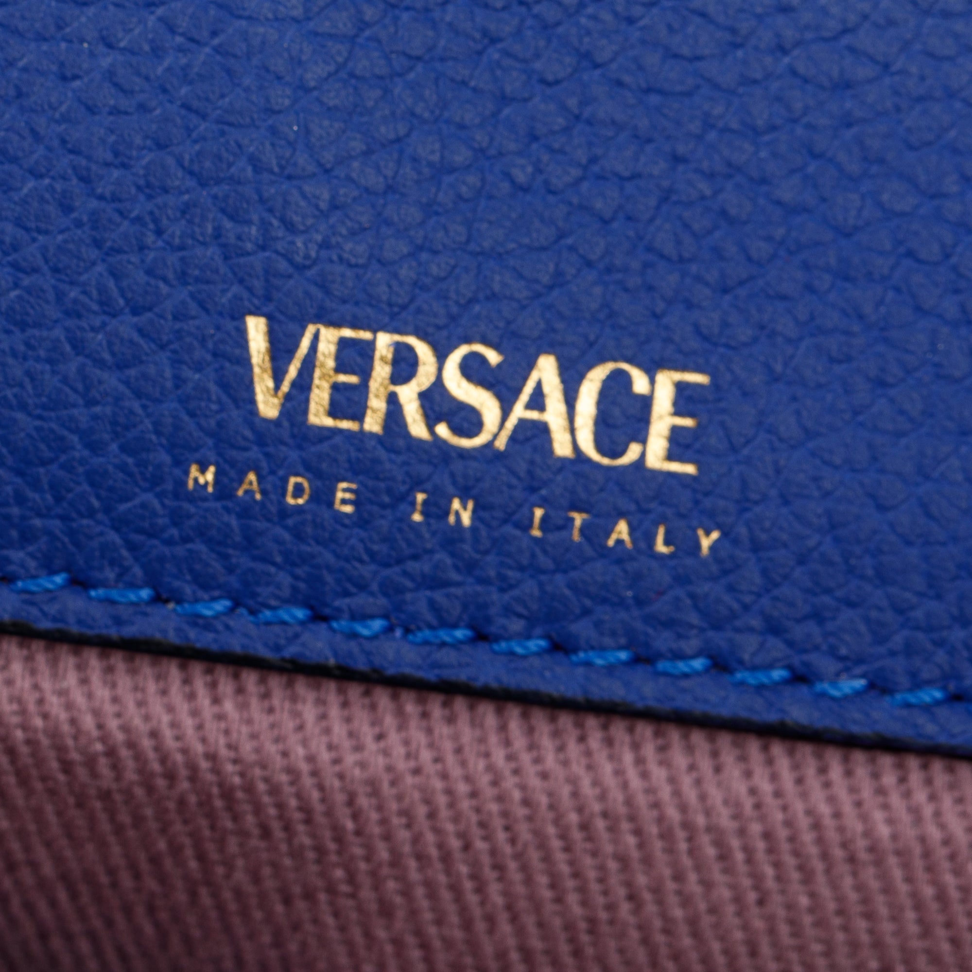 Versace Blue Calfskin Leather La Medusa Crossbody Bag w/ Authenticity Card