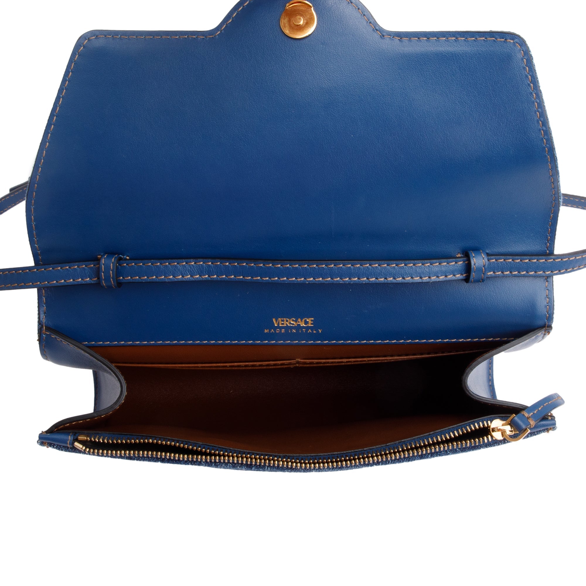 Versace Blue Denim La Medusa Crossbody Bag