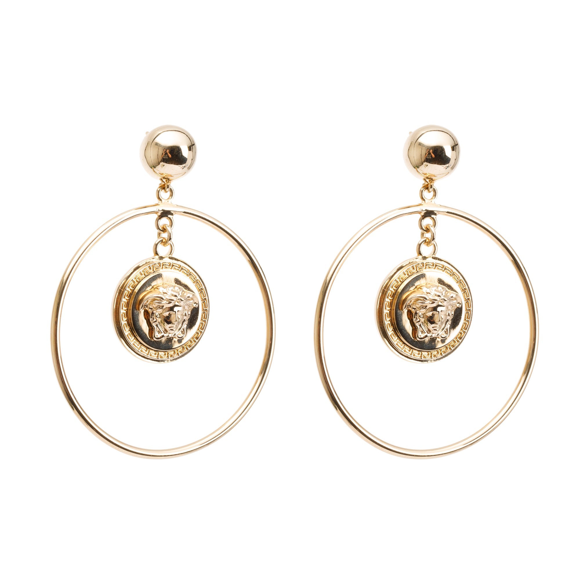 Versace Gold Plated Medusa Large Hoop Earrings