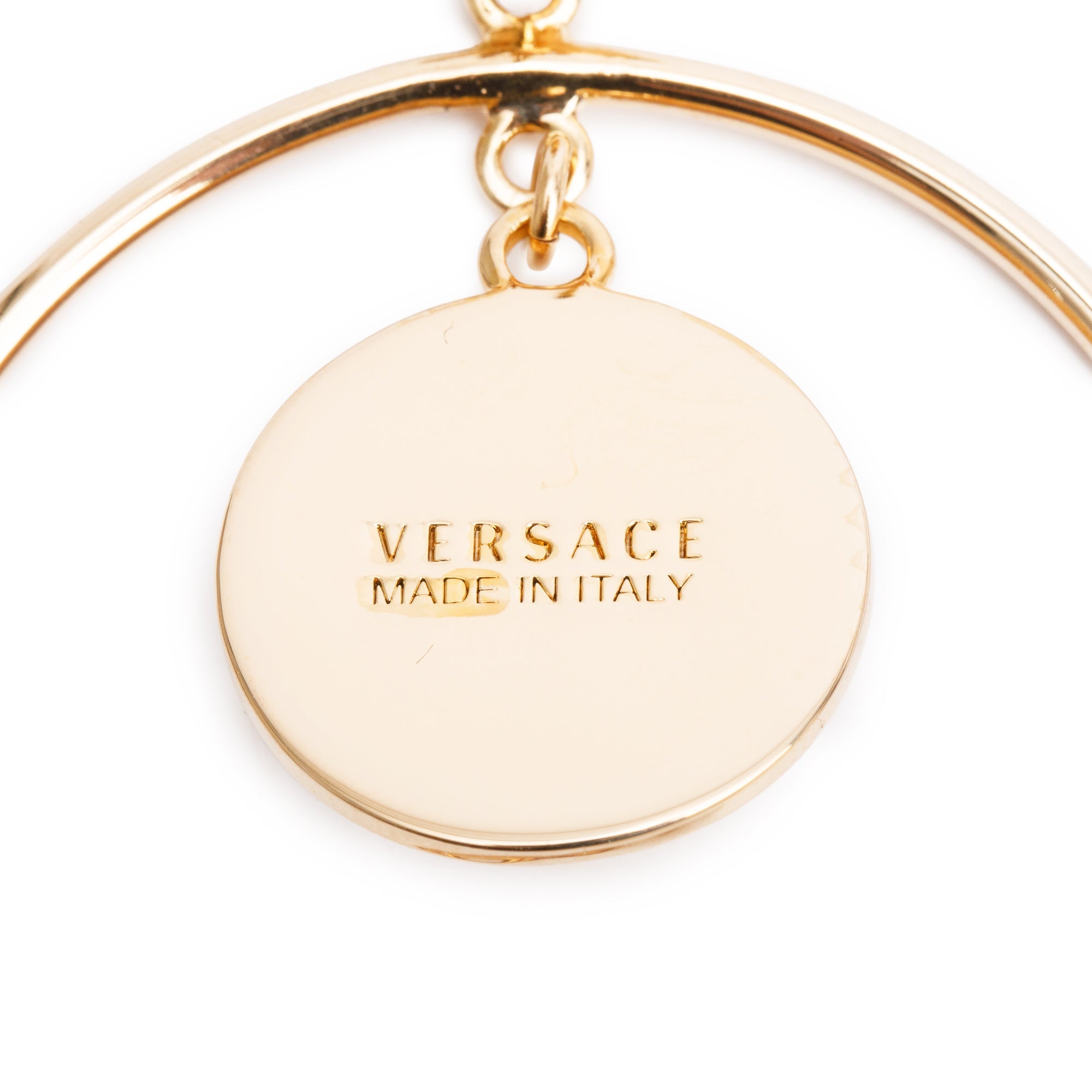 Versace Gold Plated Medusa Large Hoop Earrings w/ Box