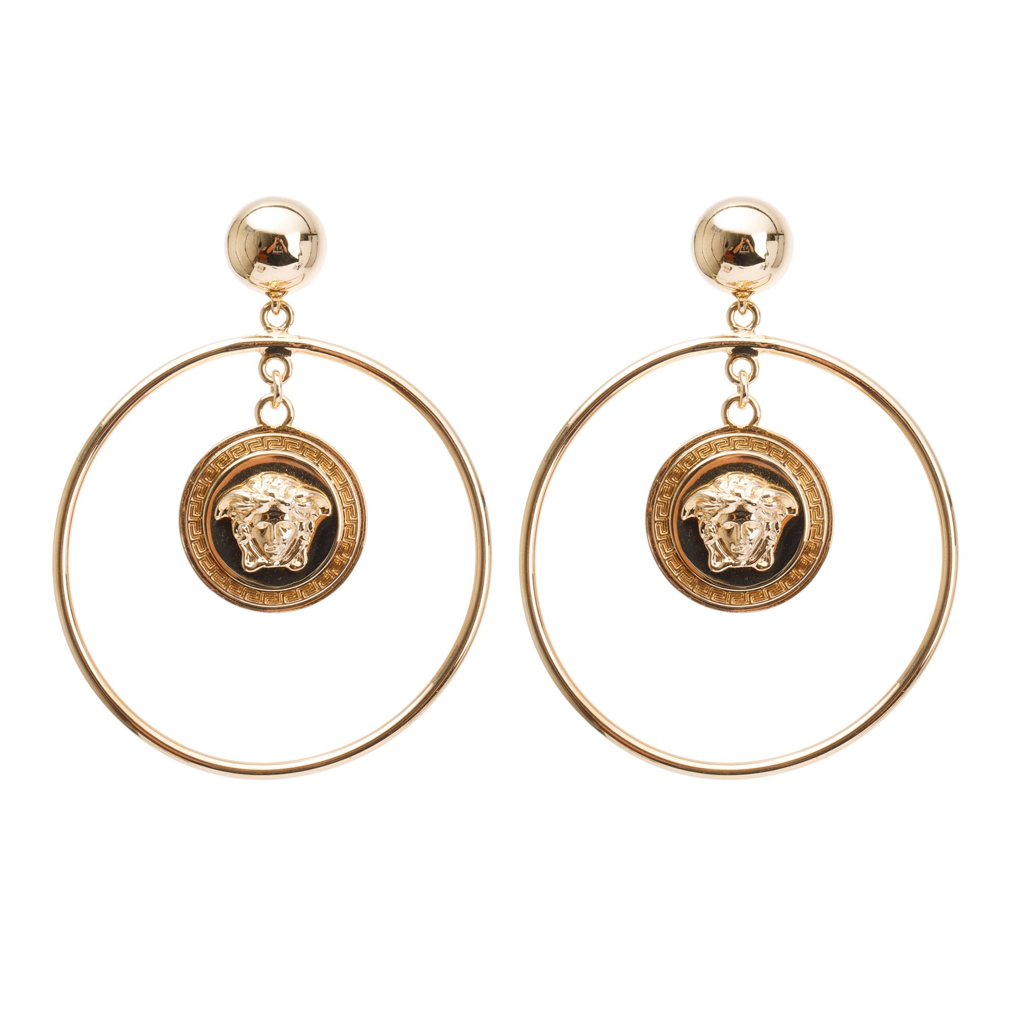 Versace Gold Plated Medusa Large Hoop Earrings