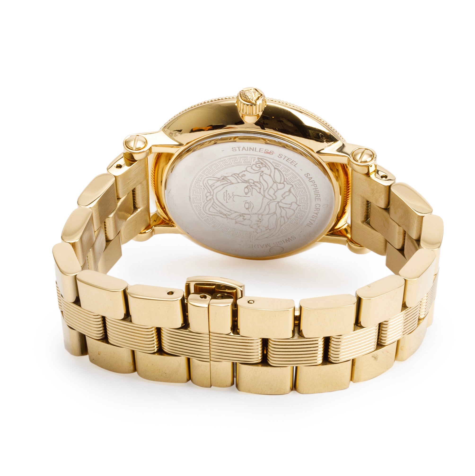 Versace Gold-Plated Stainless Steel Greca Flourish 35 MM Quartz Watch w/ Box & Papers