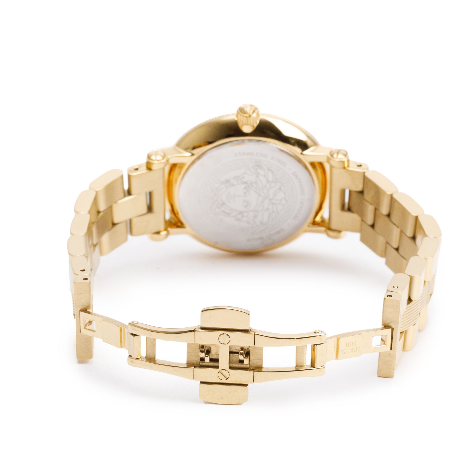 Versace Gold-Plated Stainless Steel Greca Flourish 35 MM Quartz Watch w/ Box & Papers