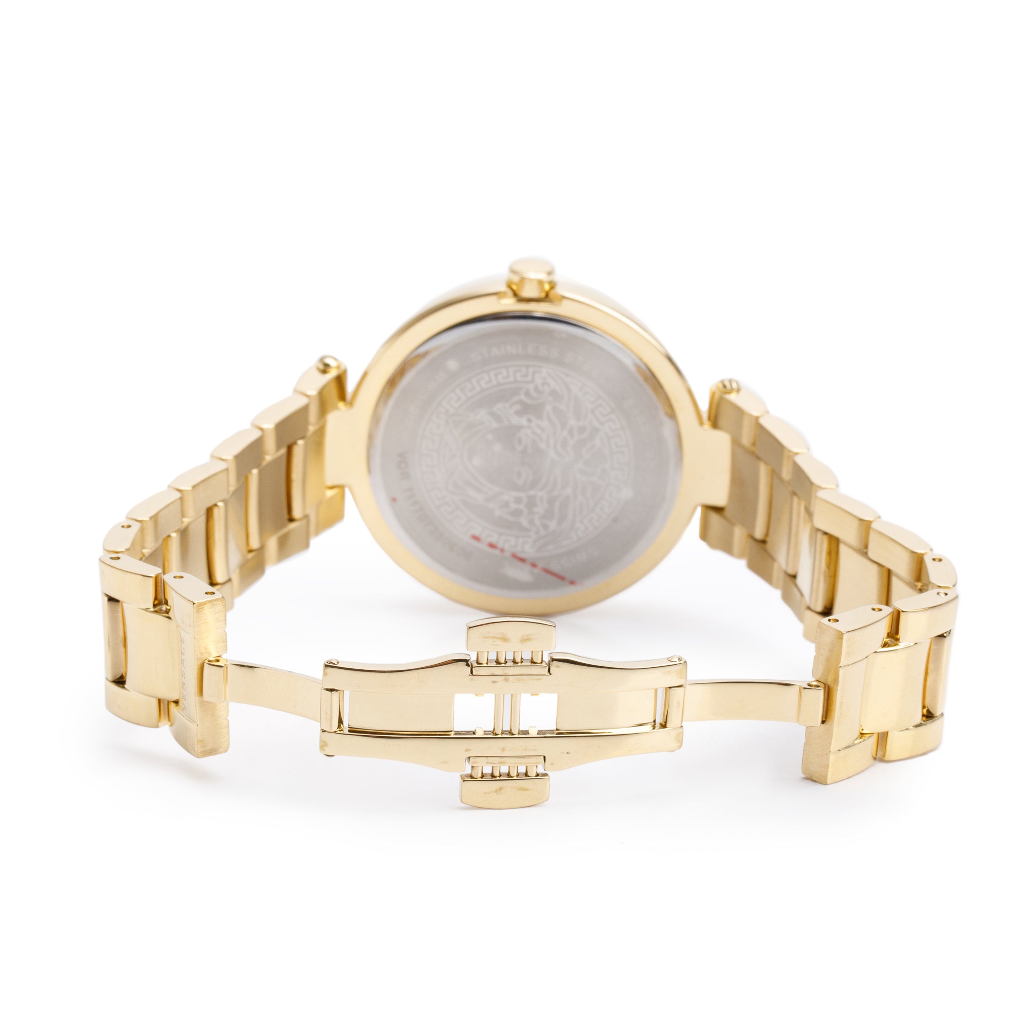 Versace Gold-Plated Stainless Steel Mother of Pearl Dial 38 MM Mystique Quartz Watch w/ Box & Papers