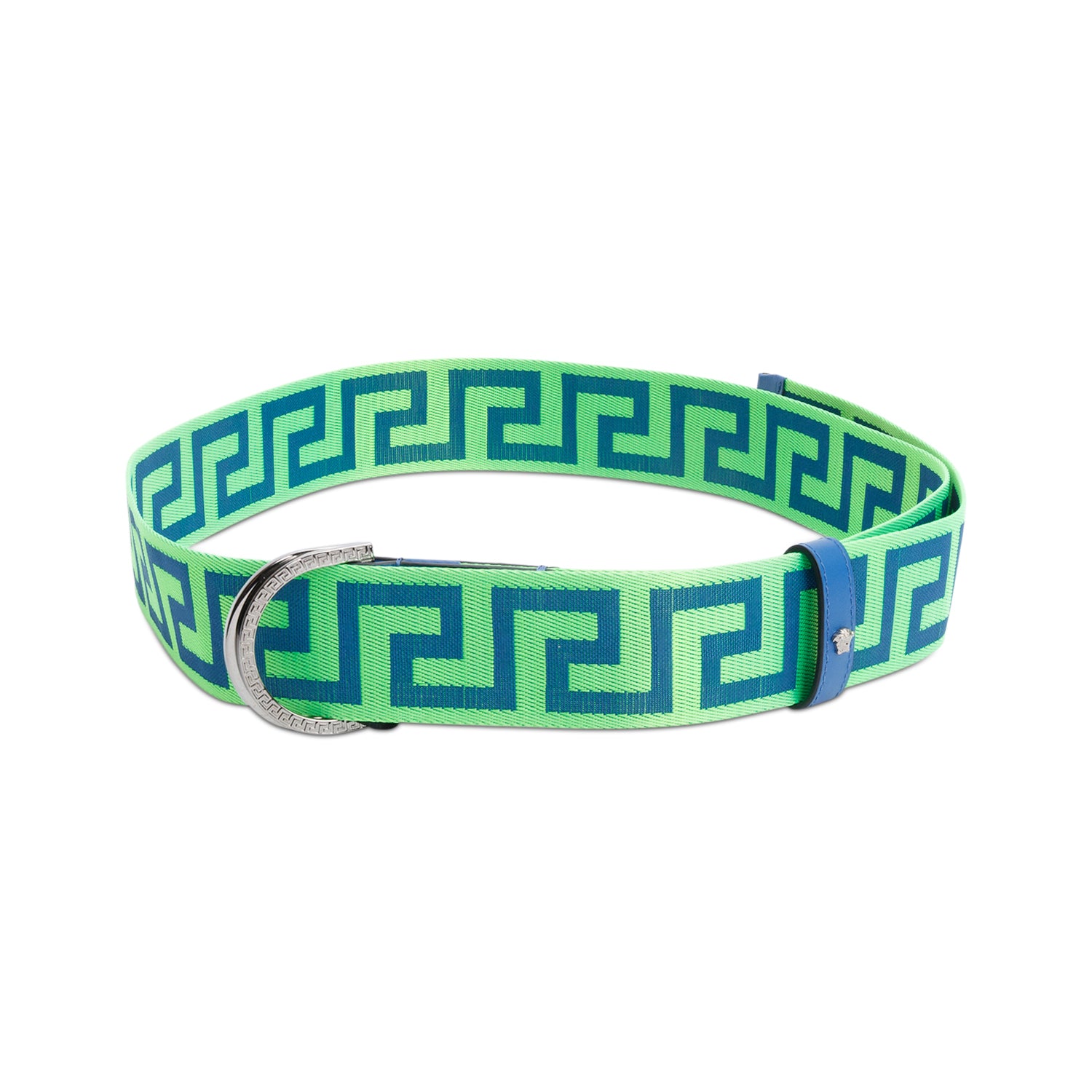 Versace Green Jacqauard Canvas Greca Belt
