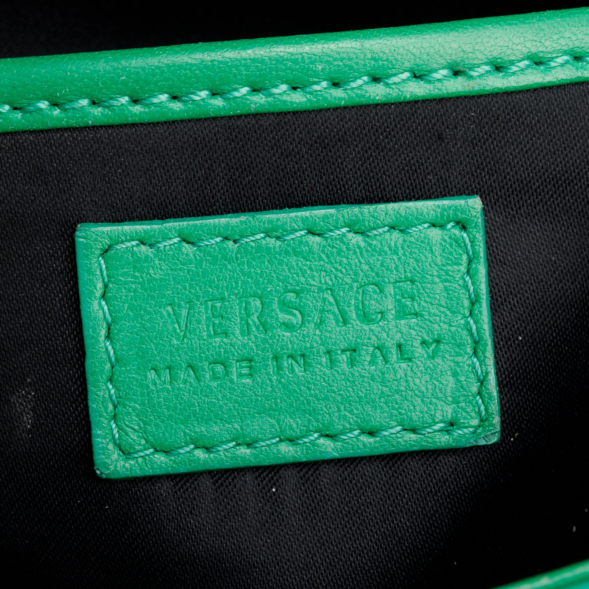 Versace Green Patent Leather Mini Signature Handle Bag w/ Strap