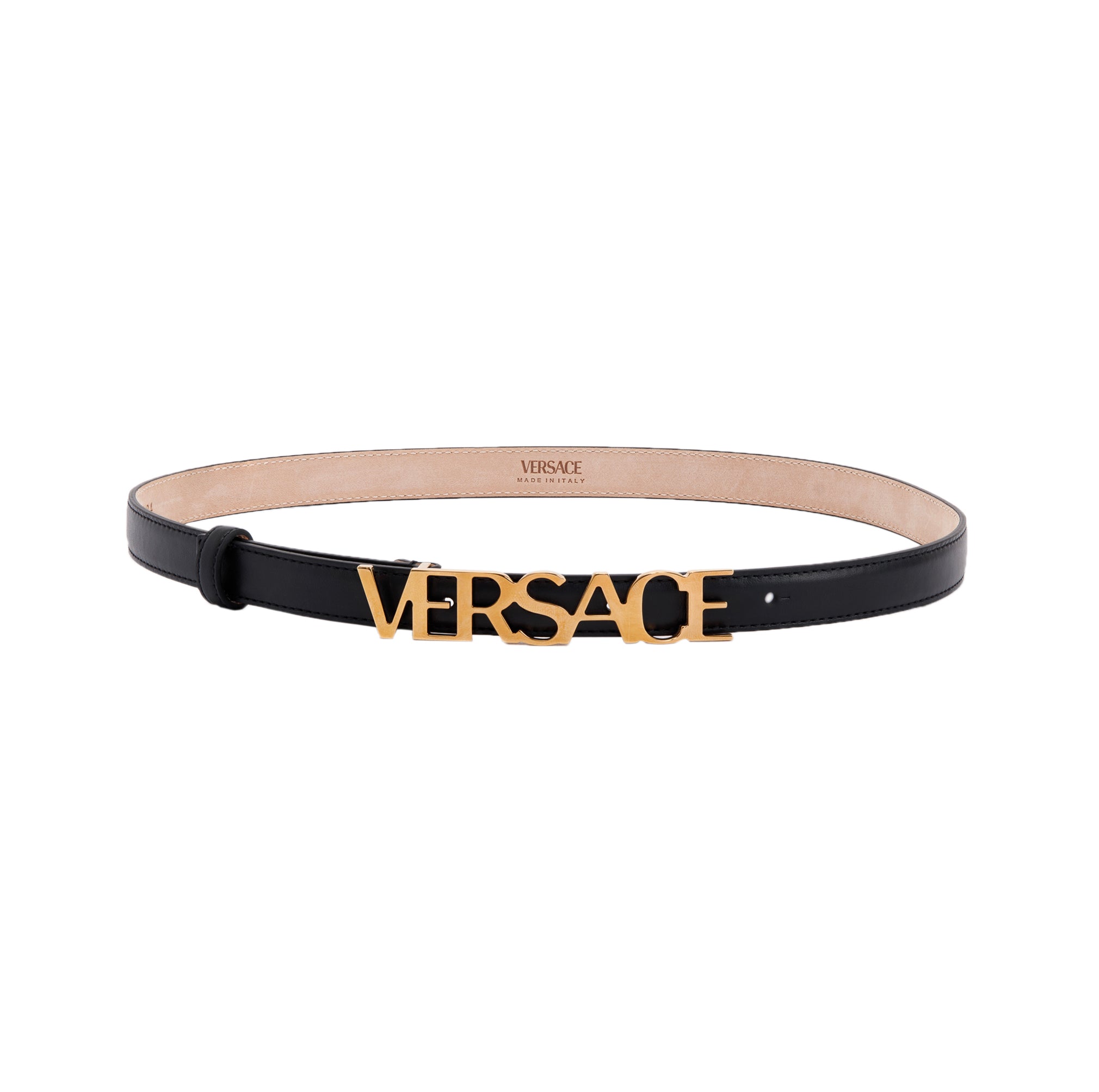 Versace Logo Thin Leather Belt w/ Box