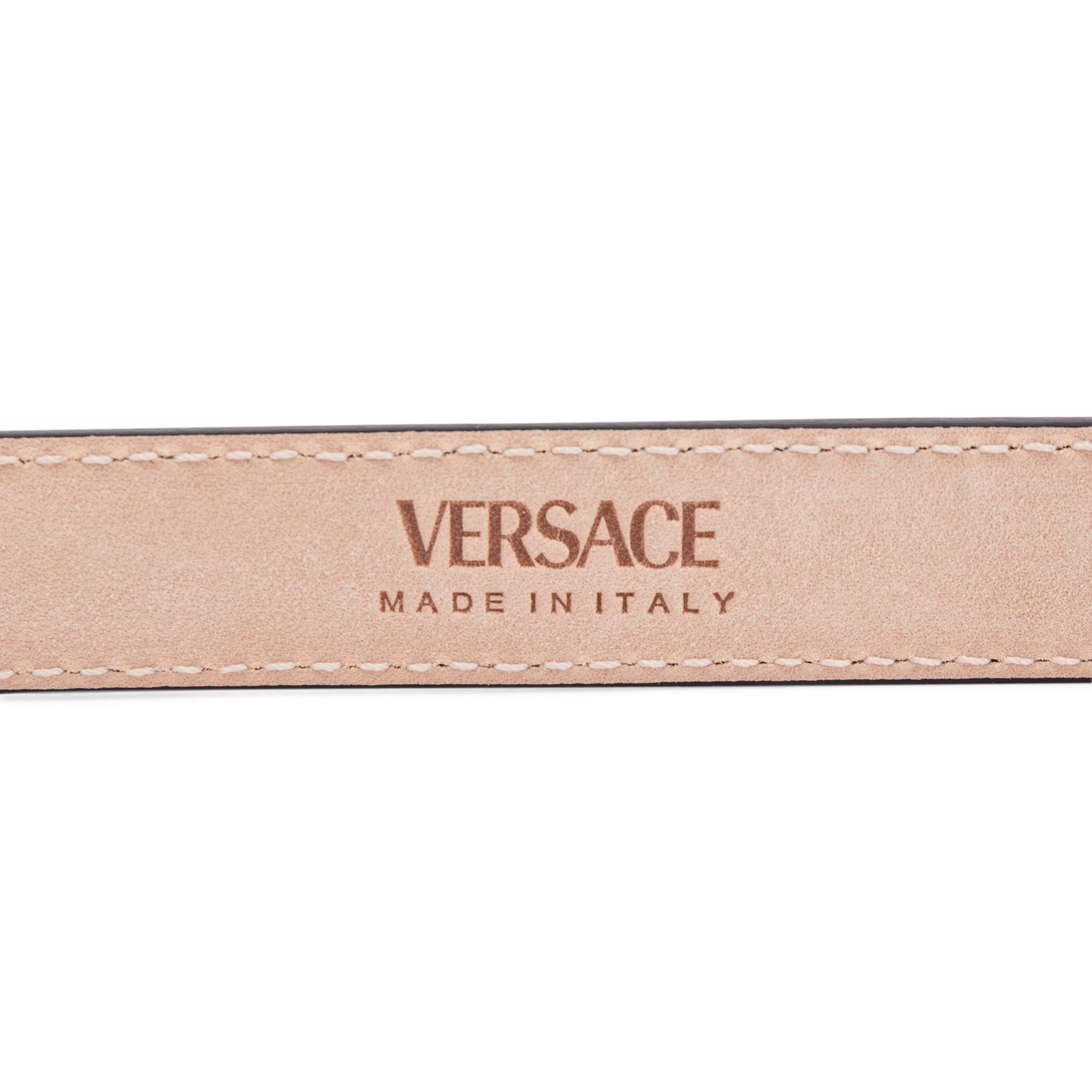 Versace Logo Thin Leather Belt w/ Box