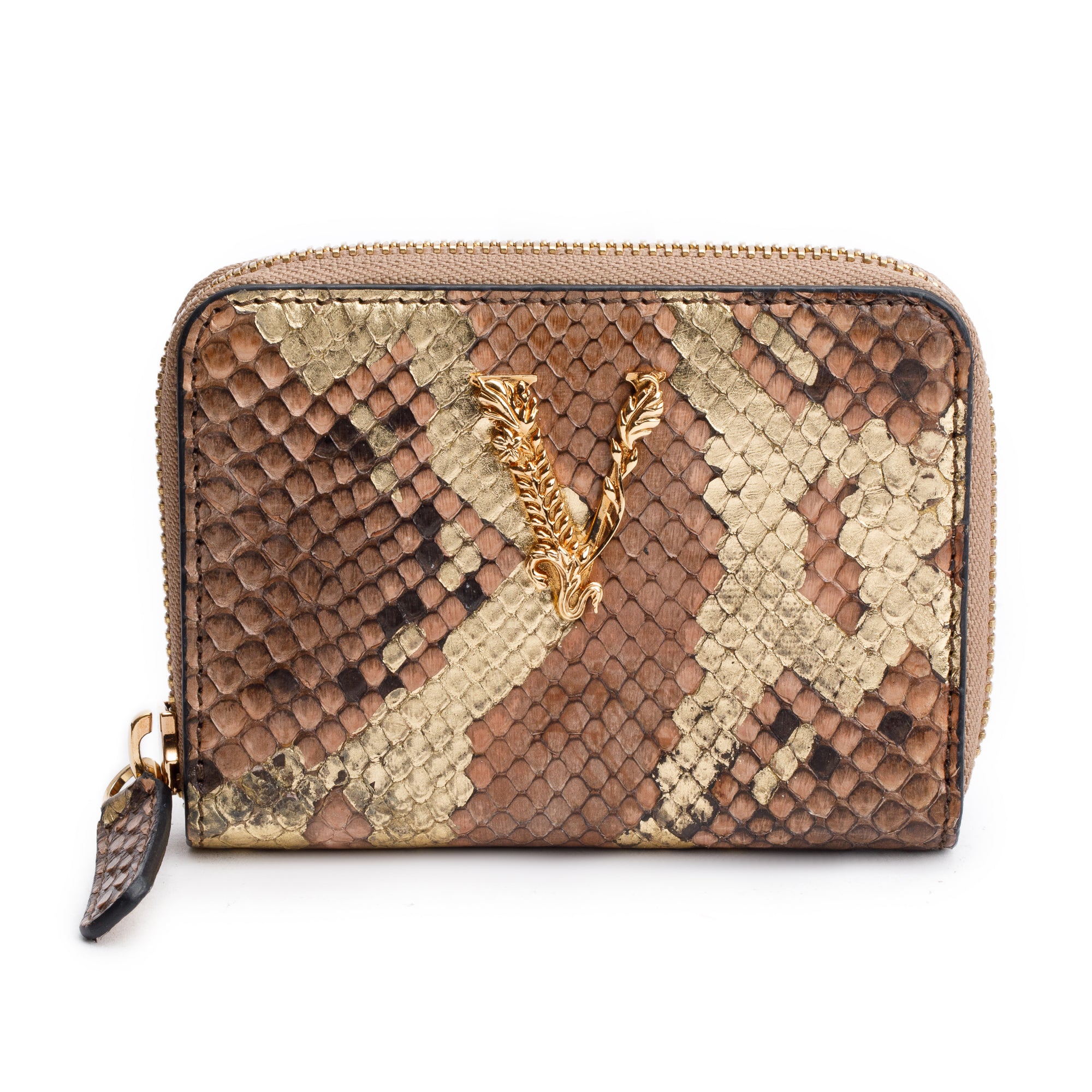 Versace Multicolor Python Barocco Compact Wallet