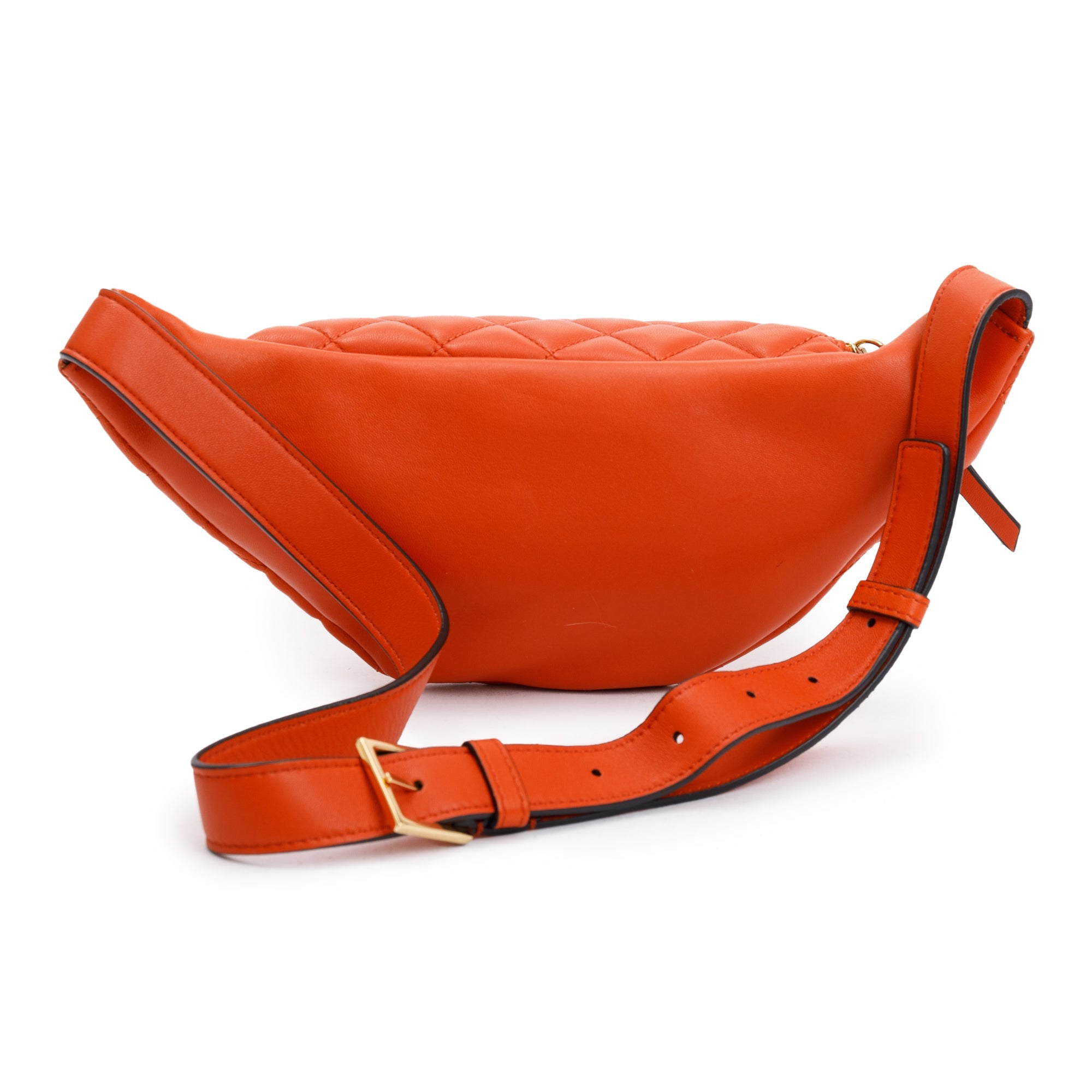 Versace Orange Quilted Leather Medusa Waist Bag