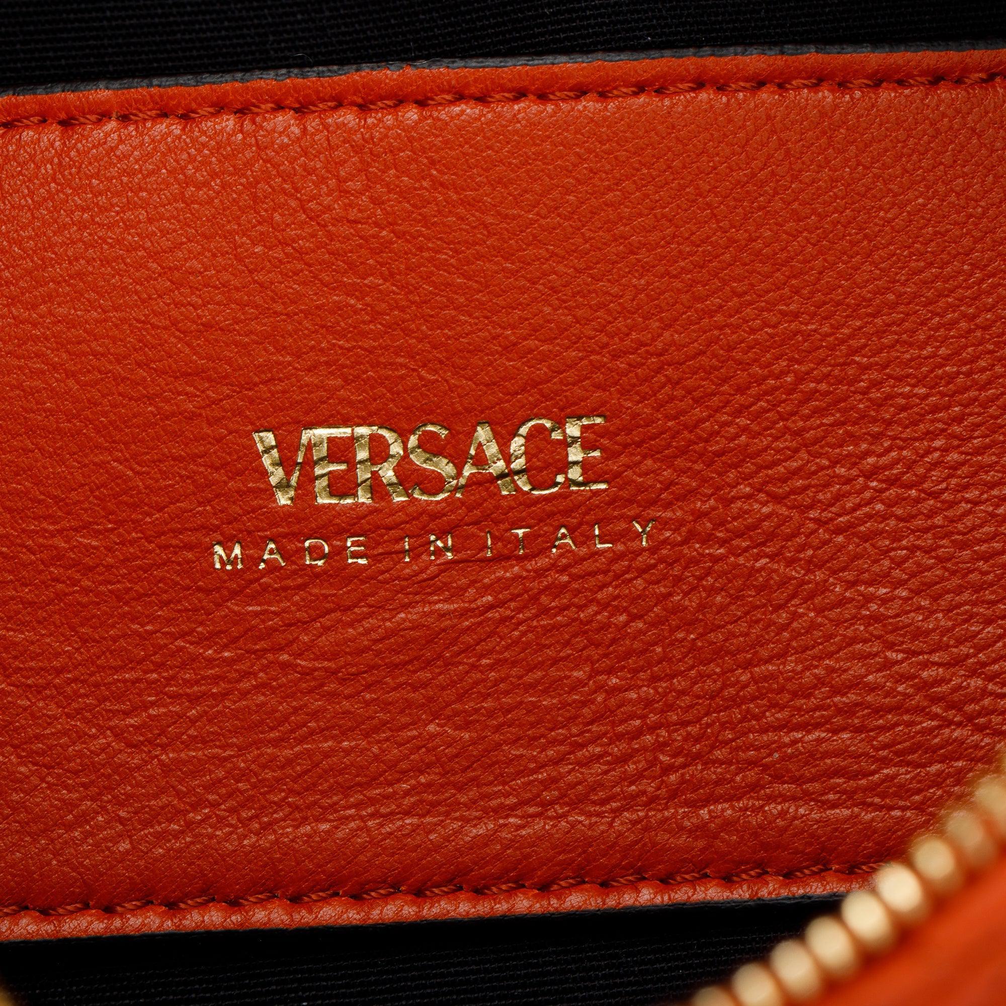 Versace Orange Quilted Leather Medusa Waist Bag