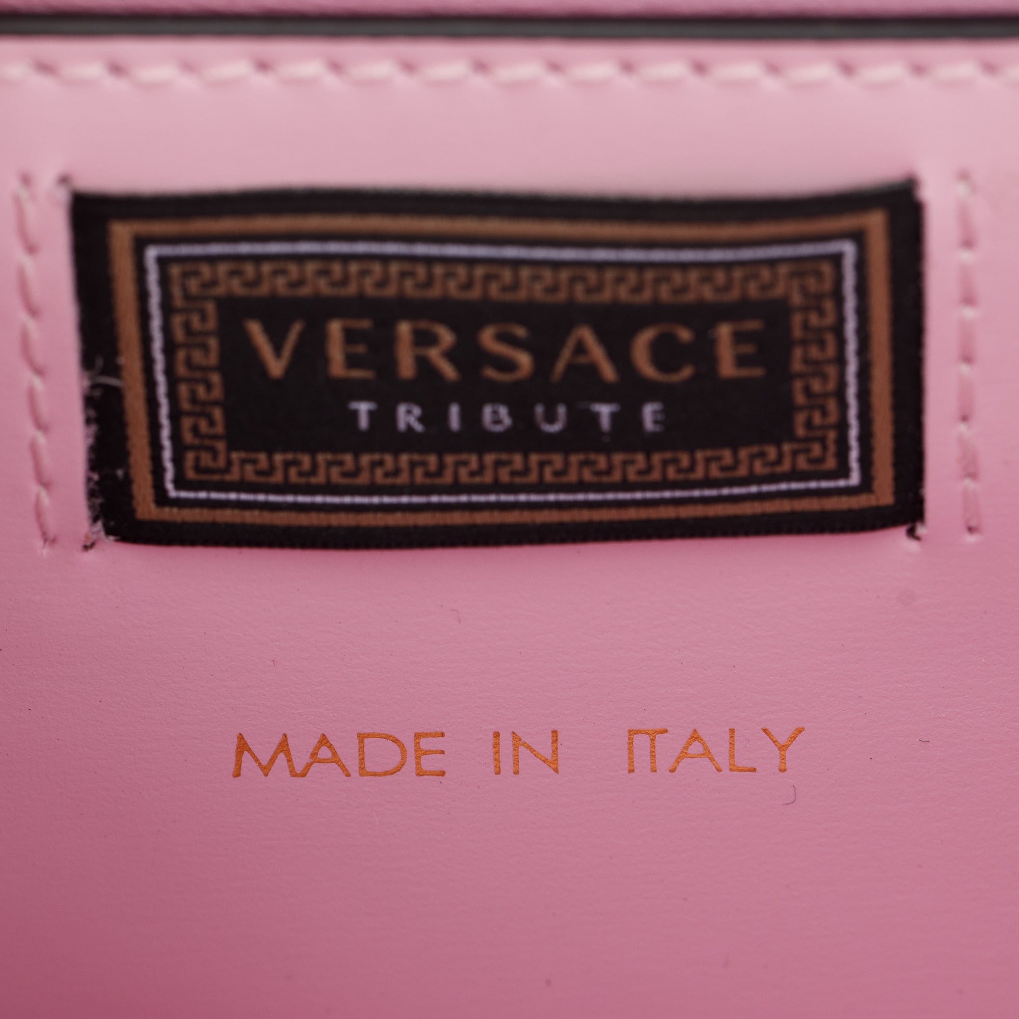 Versace Pink Calfskin Leather Medallion Tribute Shoulder Bag