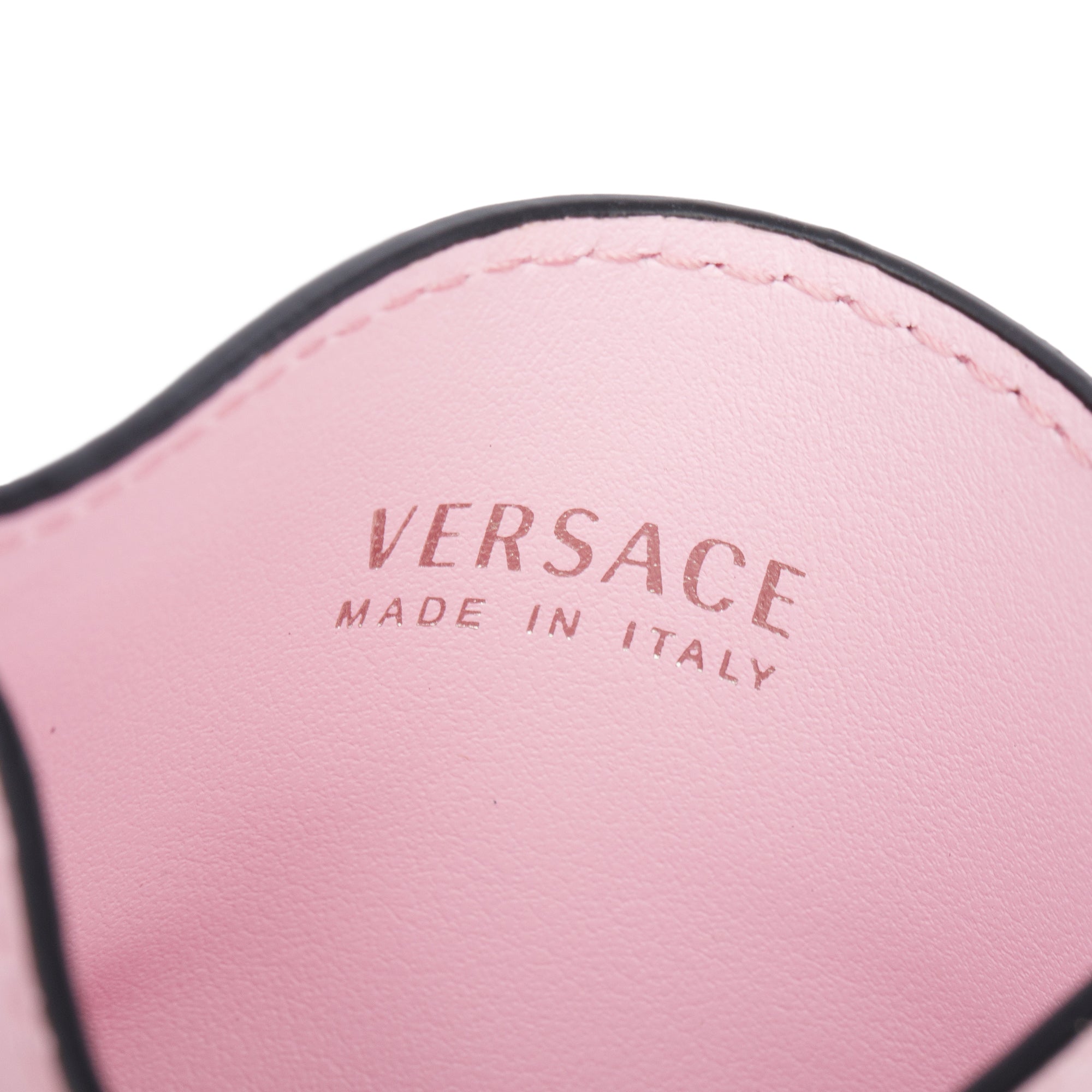 Versace Pink Leather Logo Key Card Holder w/ Box