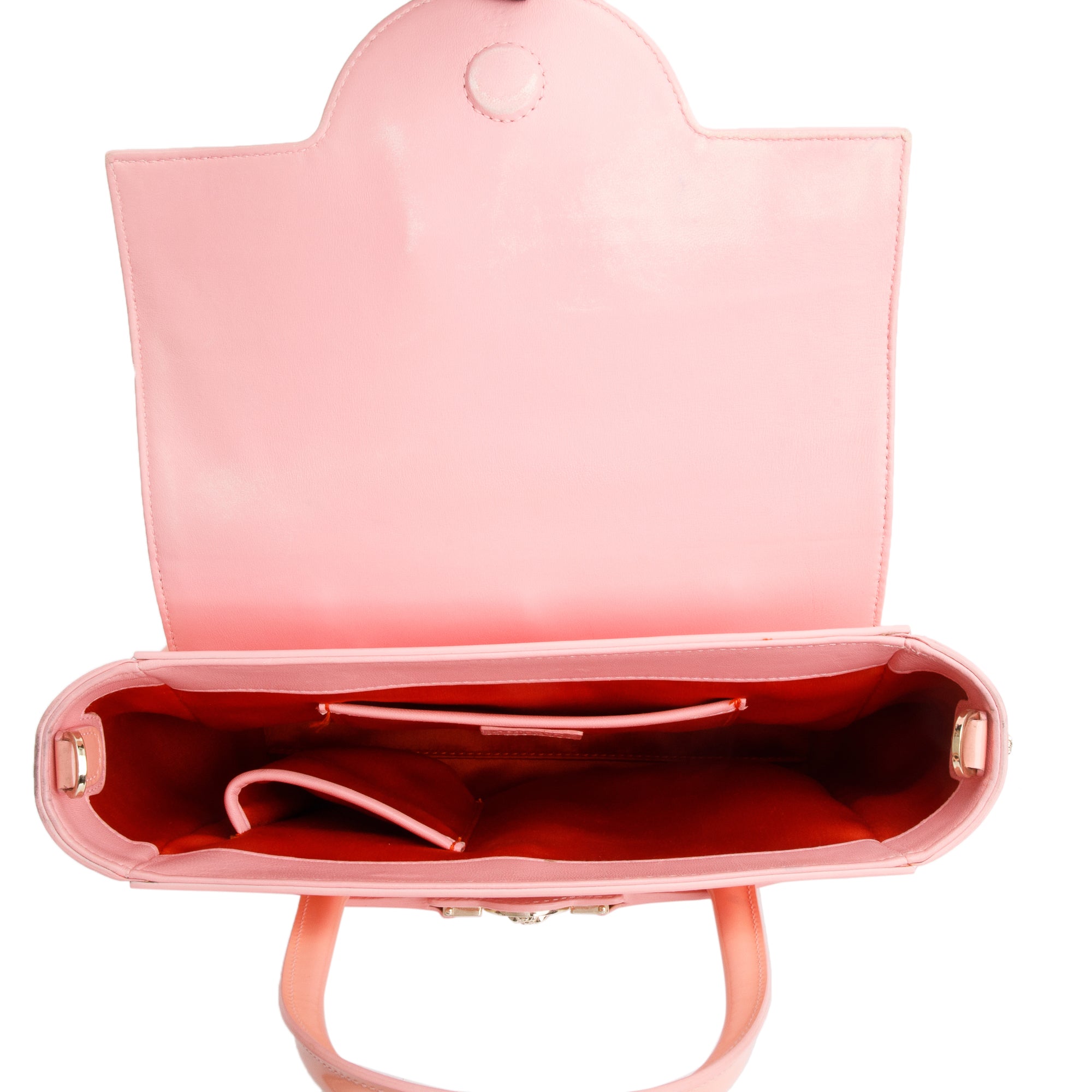 Versace Pink Patent Leather Signature Handle Bag w/ Strap