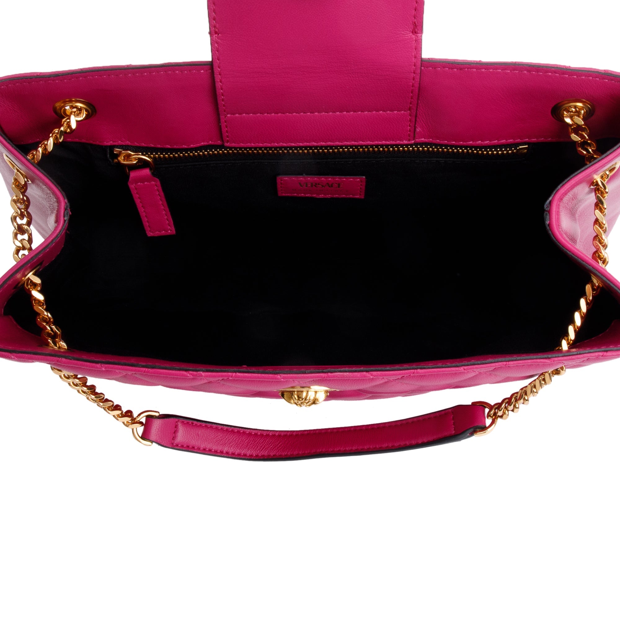 Versace Pink Quilted Calfskin Leather La Medusa Chain Shoulder Bag