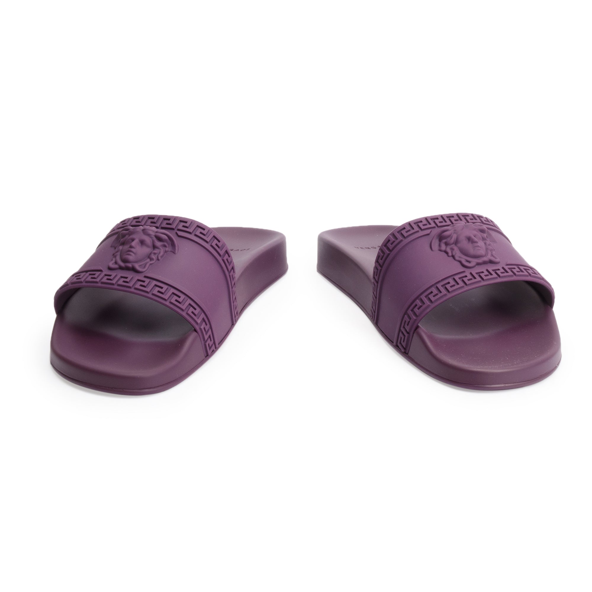 Versace Purple Rubber Palazzo Pool Slides, Size 45 w/ Box & Authenticity Card