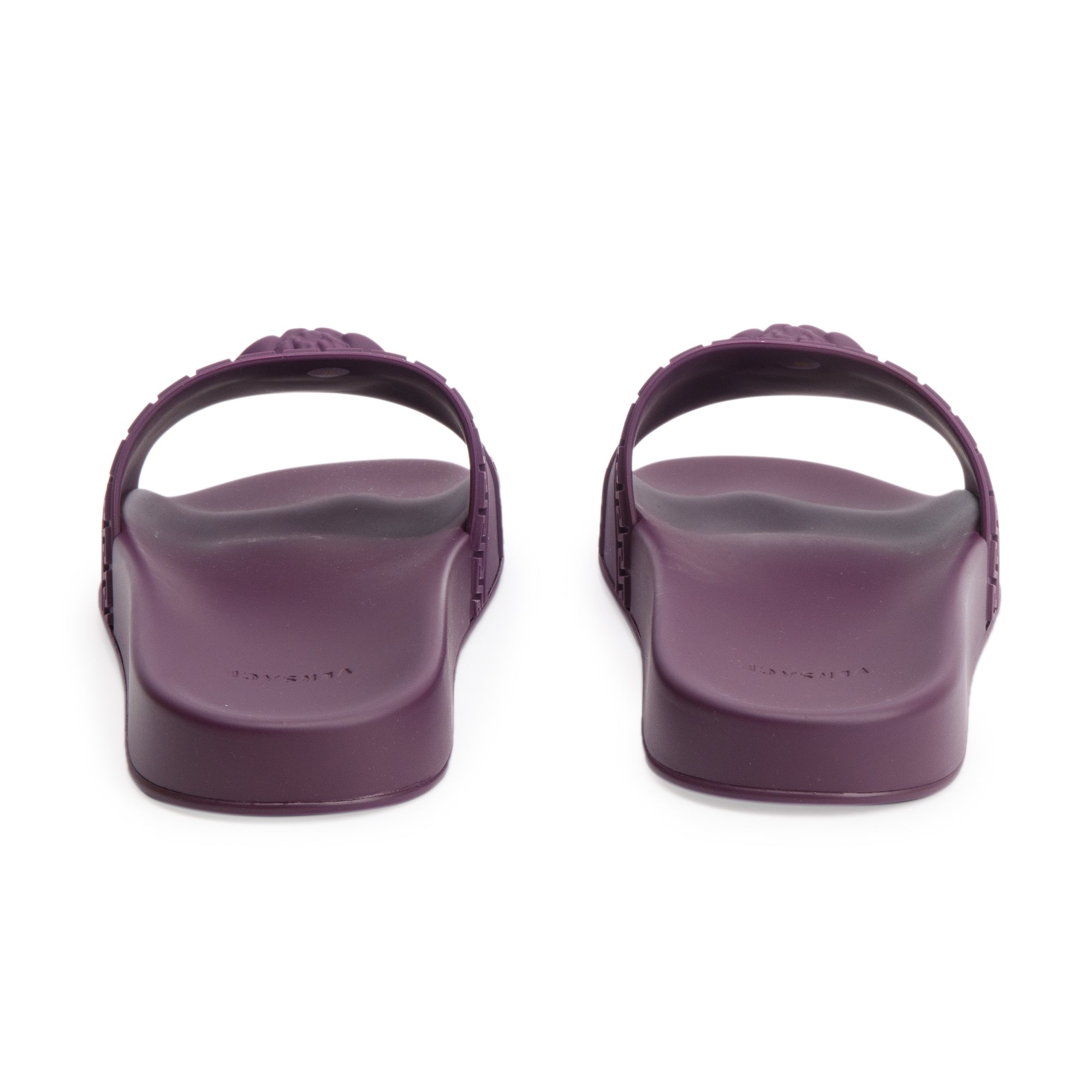 Versace Purple Rubber Palazzo Pool Slides, Size 45 w/ Box & Authenticity Card
