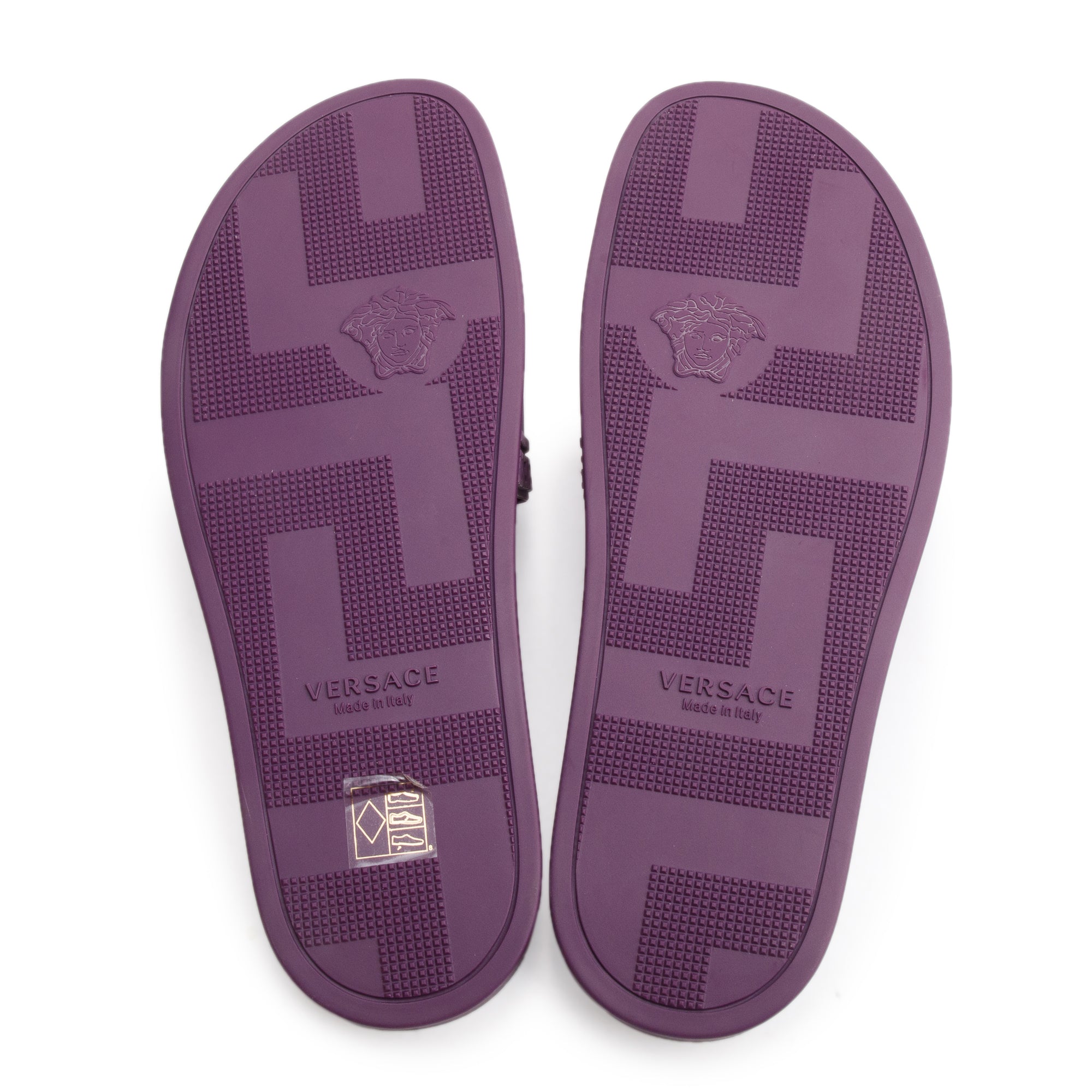 Versace Purple Rubber Palazzo Pool Slides, Size 45 w/ Box & Authenticity Card