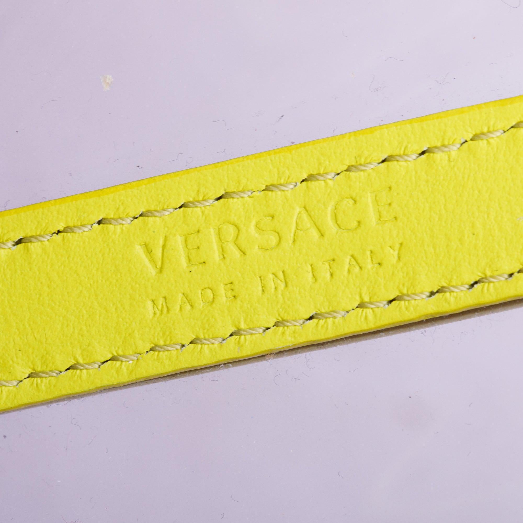 Versace Purple Vinyl Green Calfskin Logo Tote Bag w/ Pouch