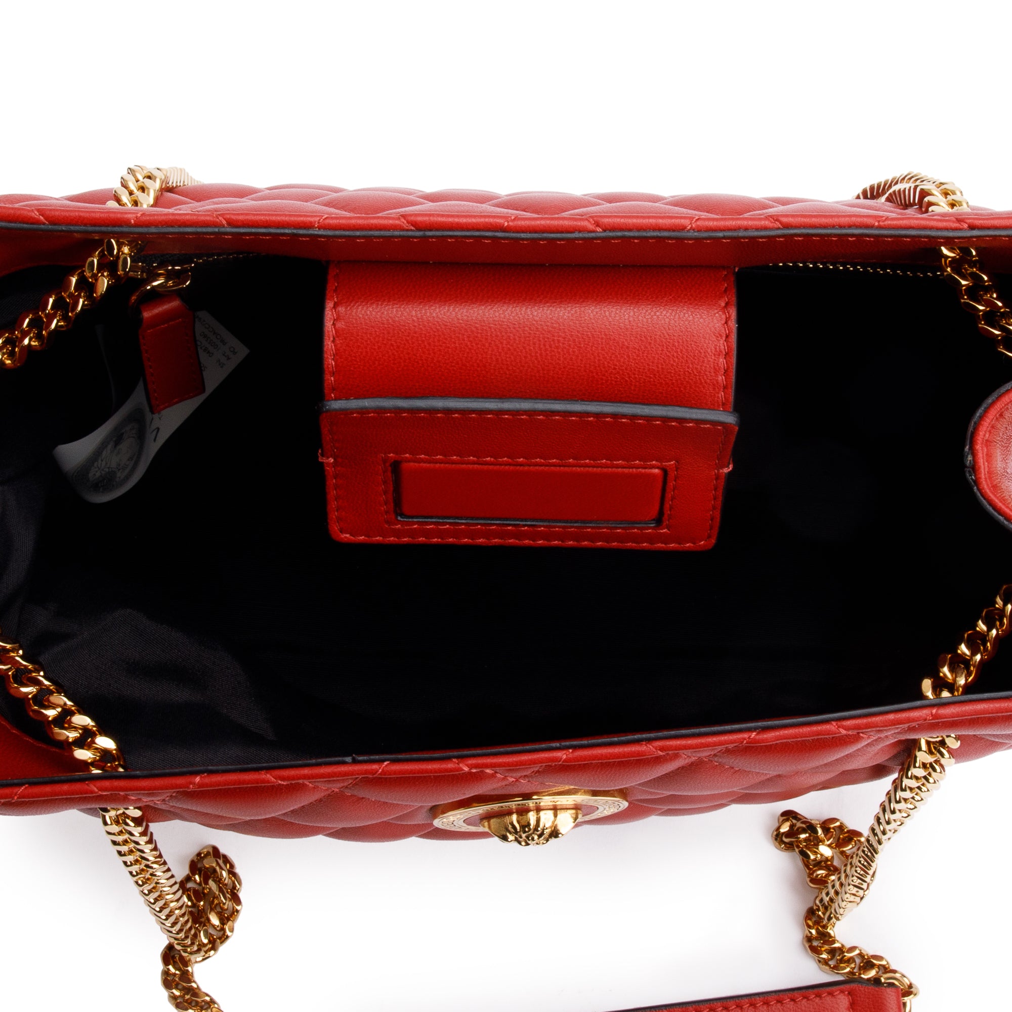 Versace Red Quilted Calfskin Leather Small La Medusa Tote Bag