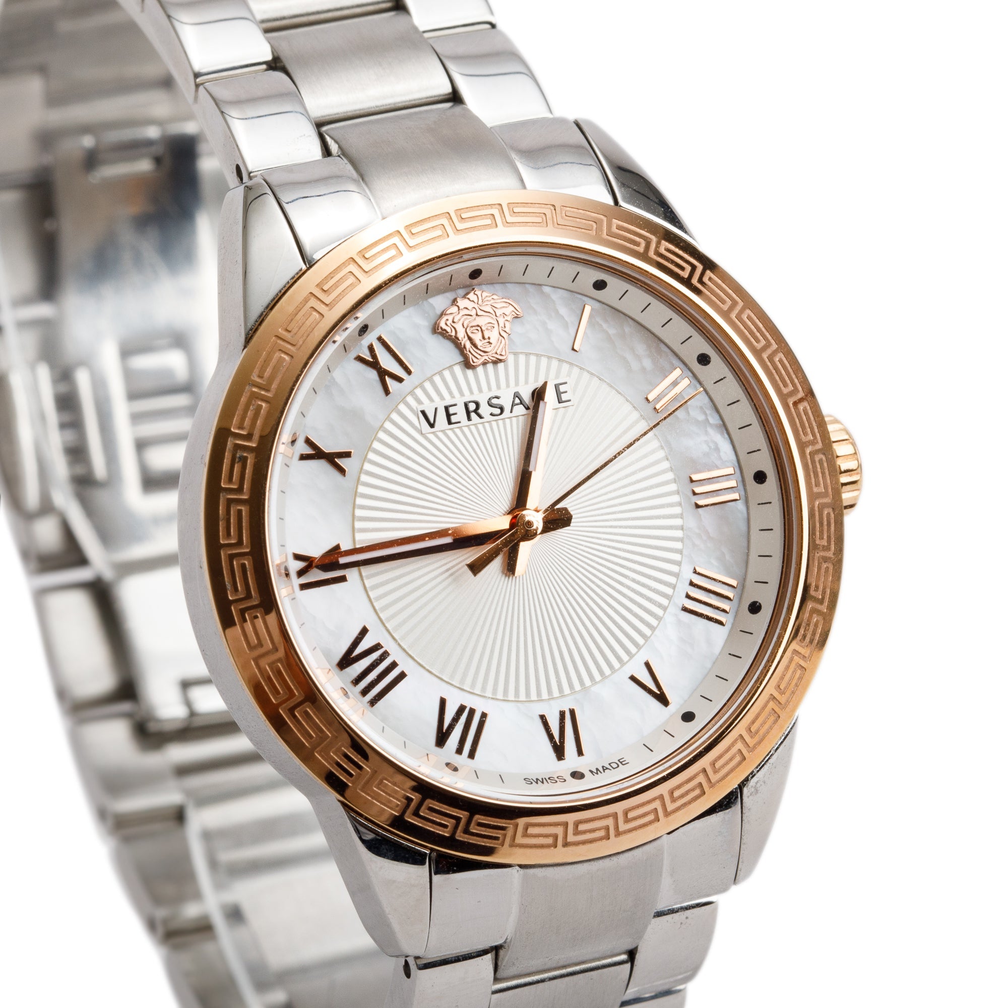 Versace Rose Gold-Plated & Stainless Steel Landmark 34 MM Quartz Watch w/ Box & Papers