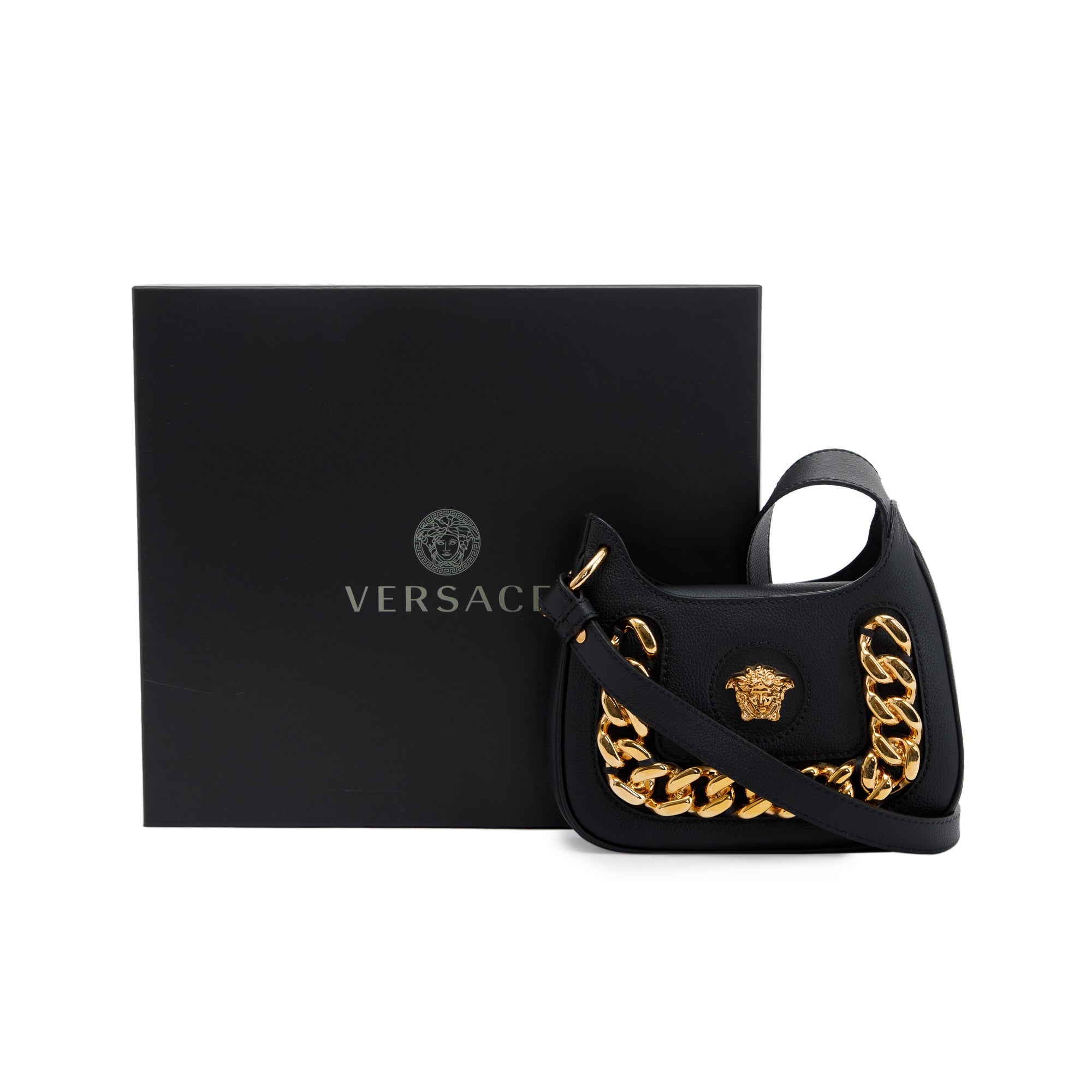 Versace Small La Medusa Chain Hobo Bag w/ Box