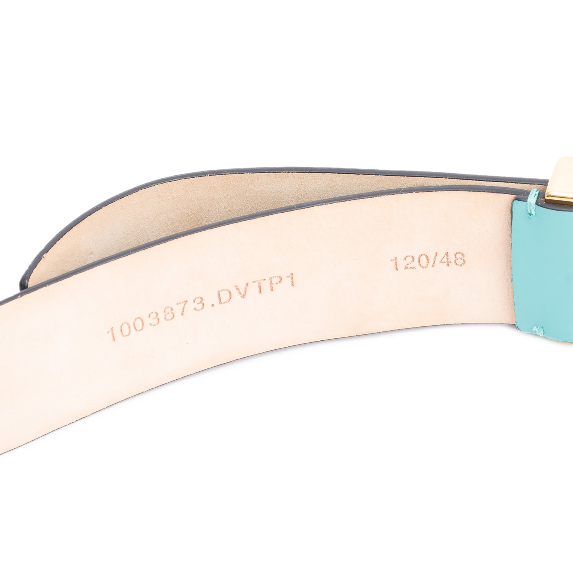 Versace Teal Calfskin Leather Medusa Biggie Belt 120 48