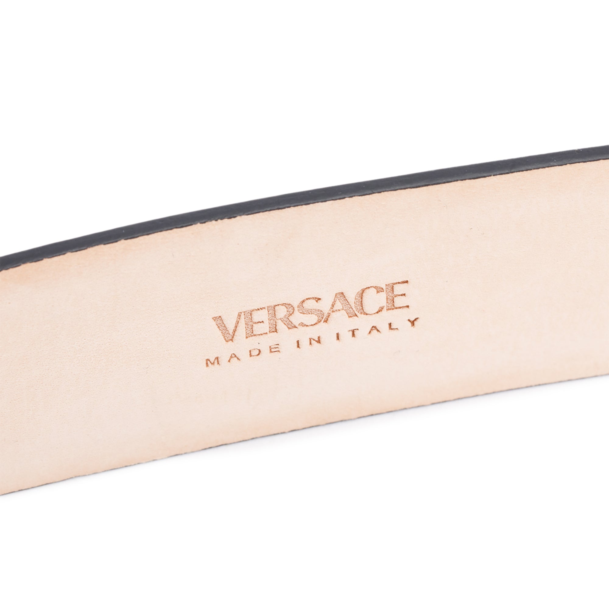 Versace Teal Calfskin Leather Medusa Biggie Belt 120 48