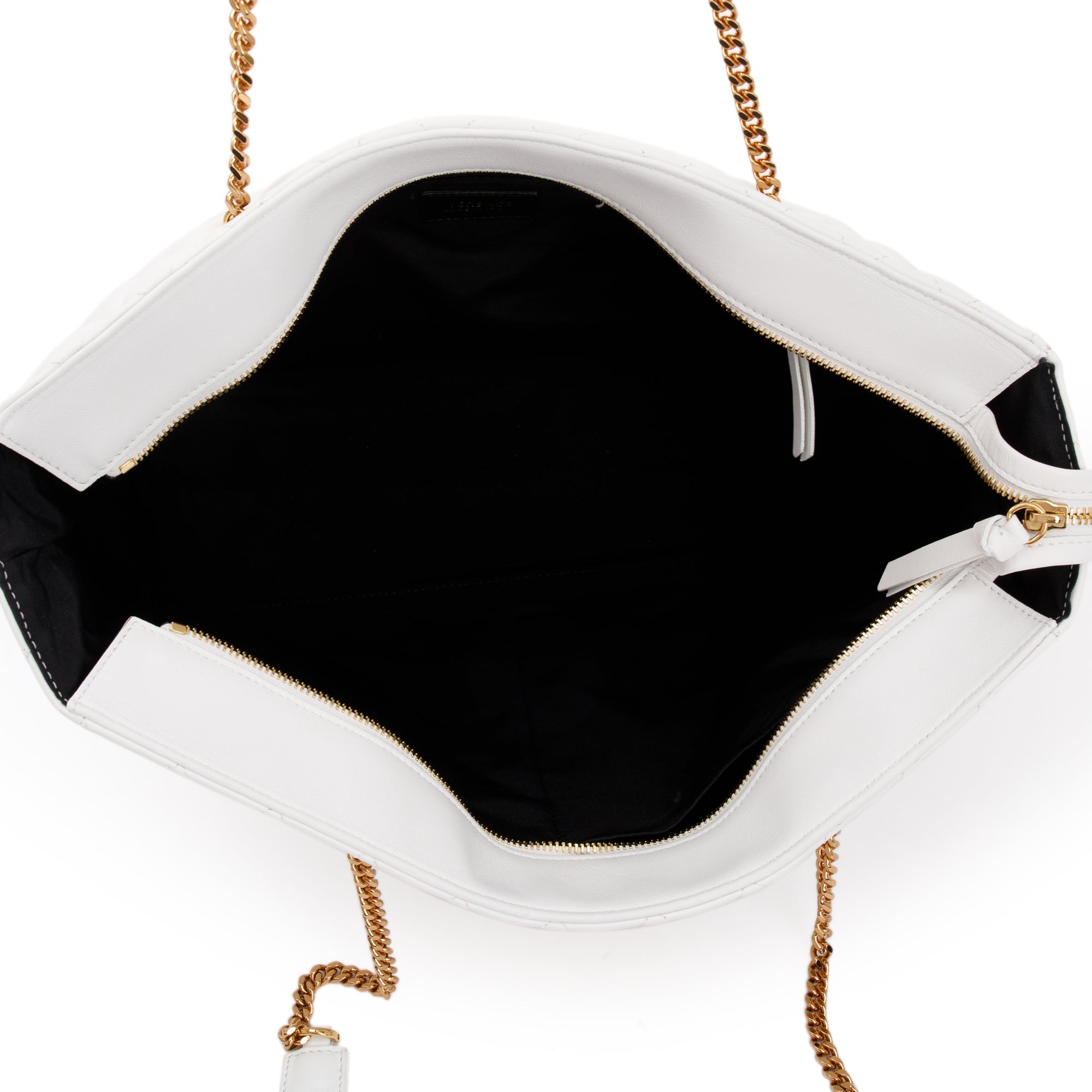 Versace White Quilted Calfskin Leather La Medusa Tote Bag