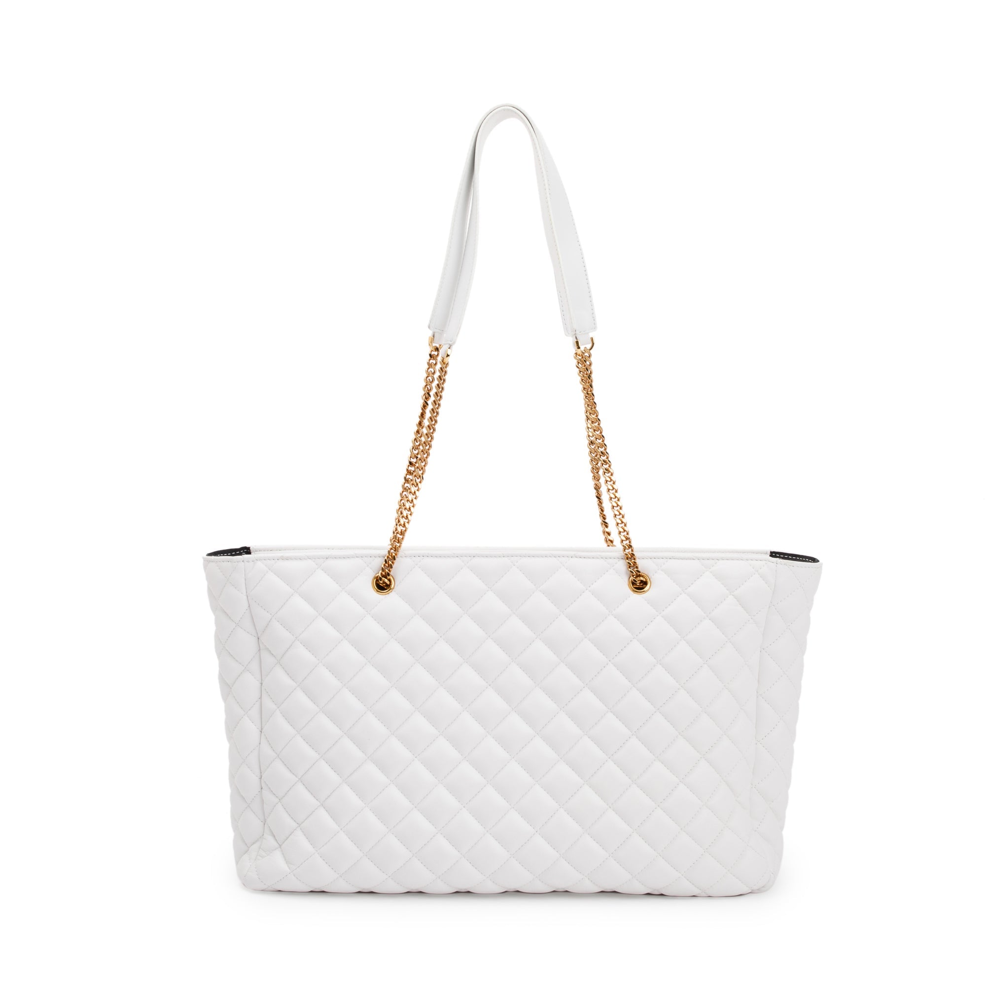 Versace White Quilted Calfskin Leather La Medusa Tote Bag