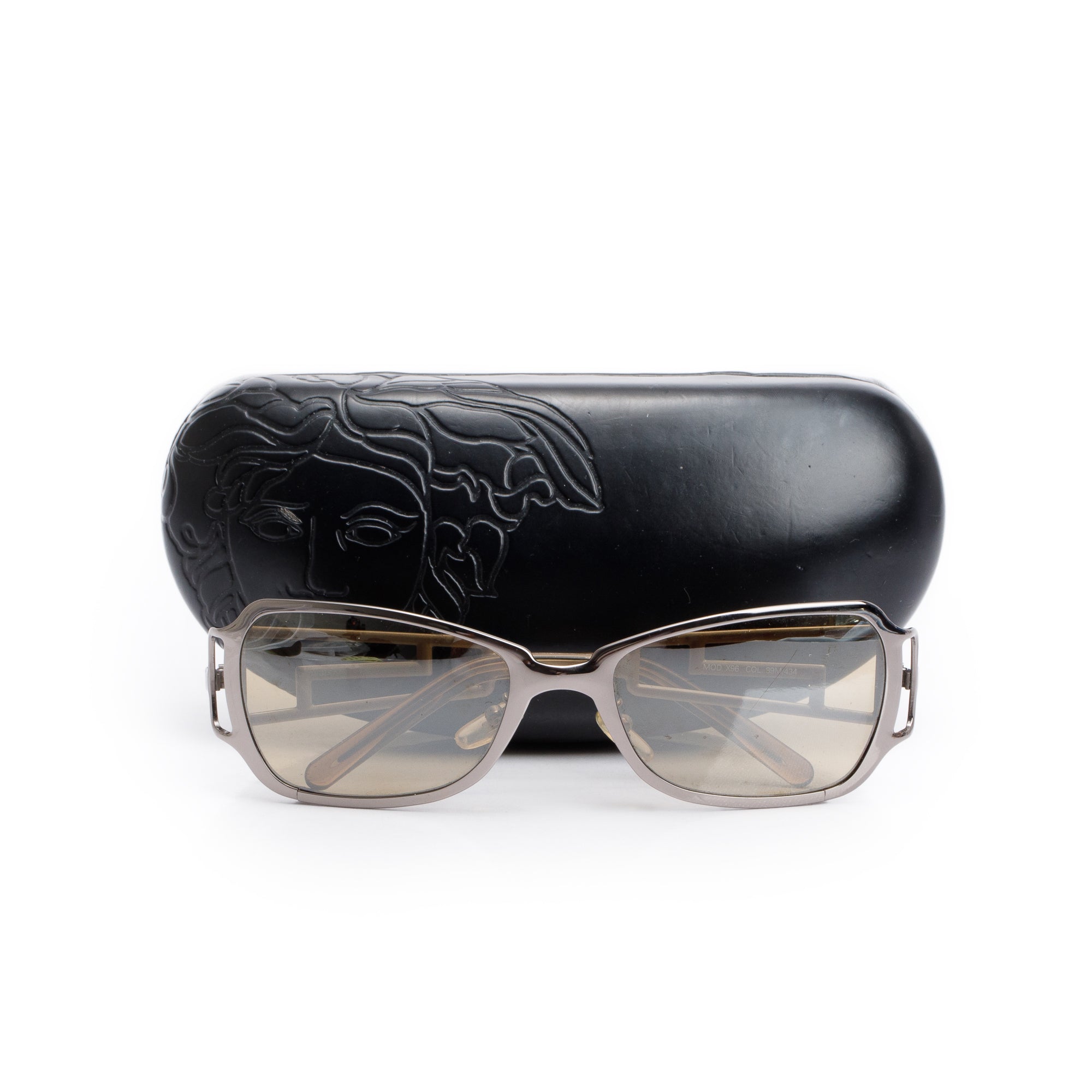 Versace X96 Gun-Metal Medusa Insignia Sunglasses w/ Case