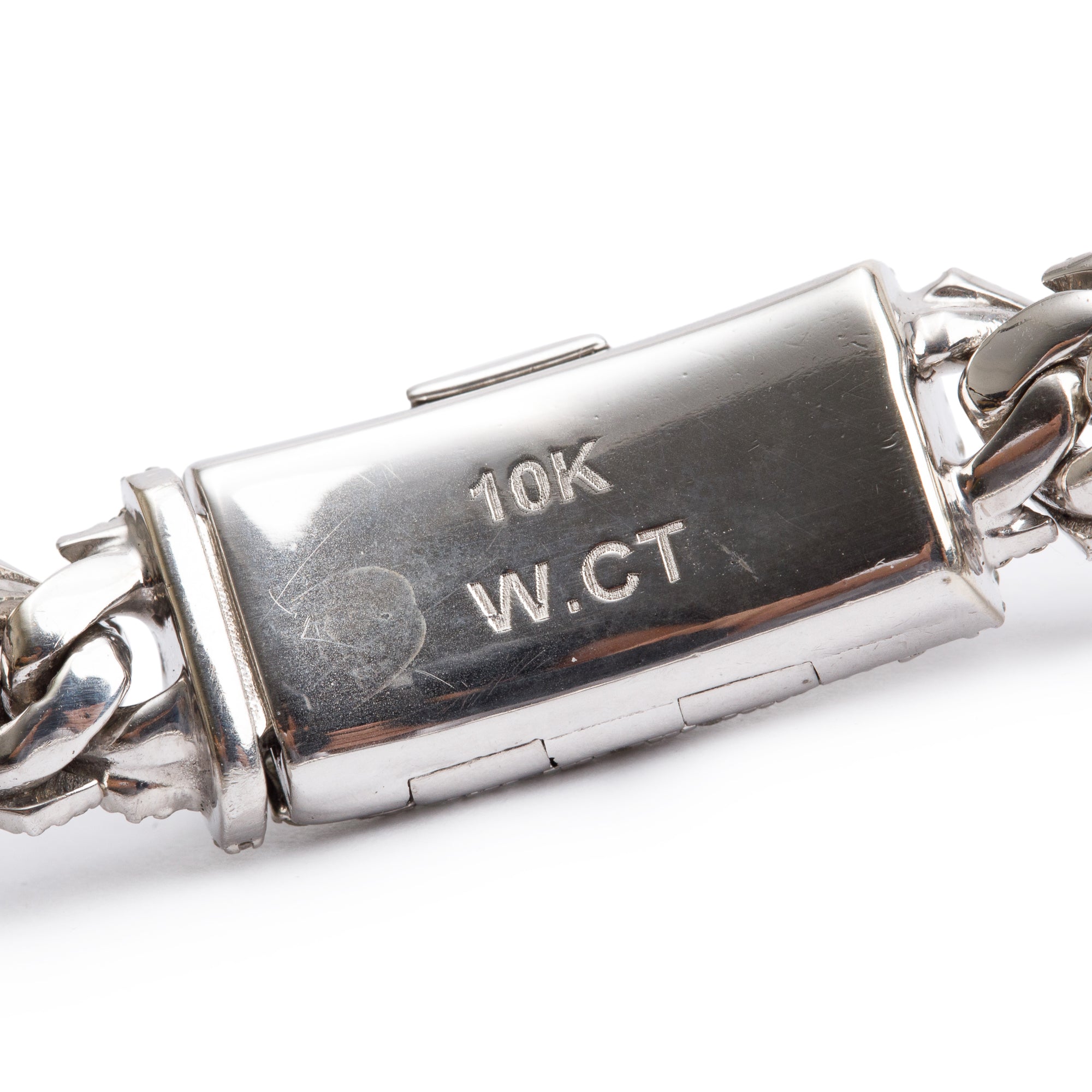 White Carat 10k White Gold 5.50 tcw. Diamond Cuban Link Bracelet