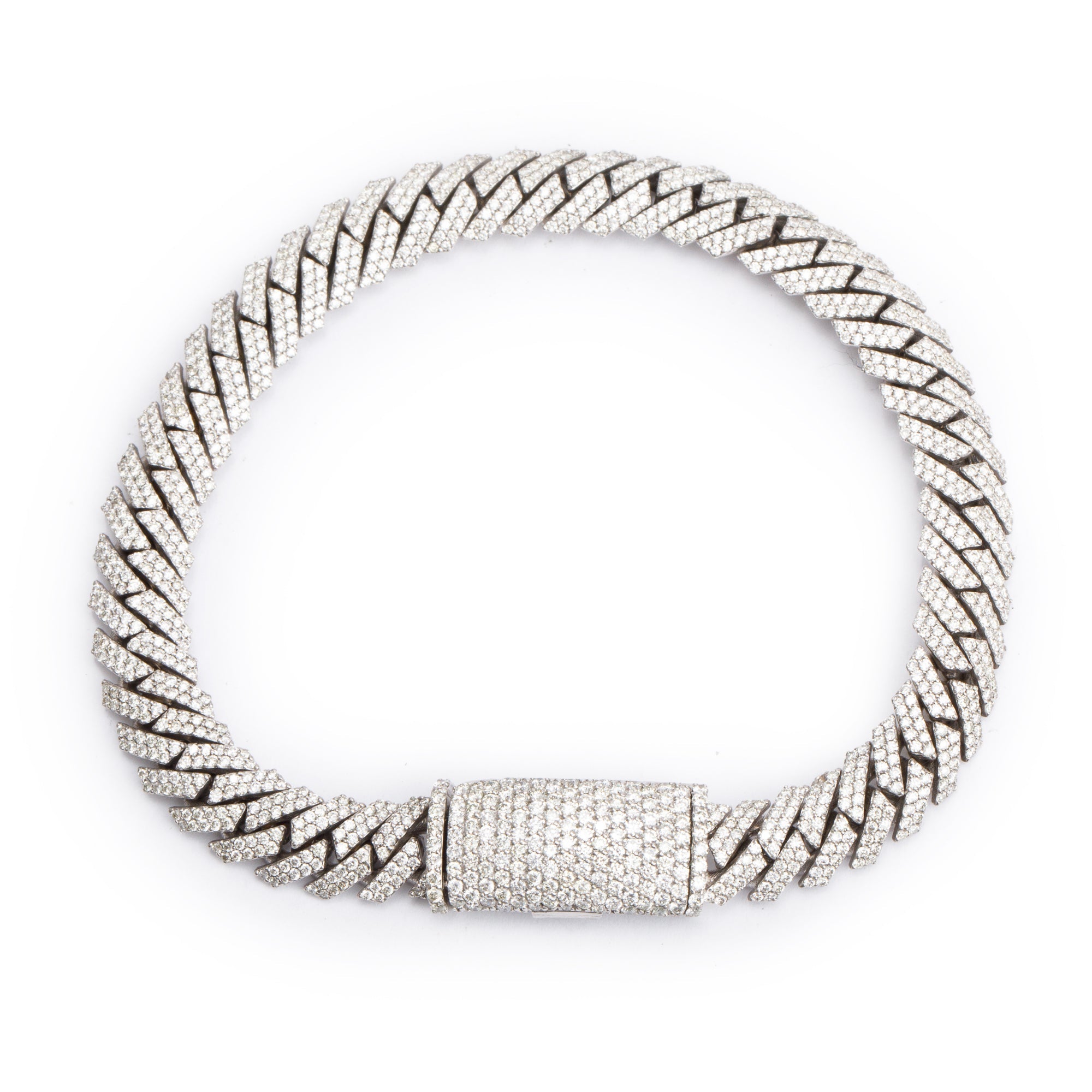 White Carat 10k White Gold 5.50 tcw. Diamond Cuban Link Bracelet