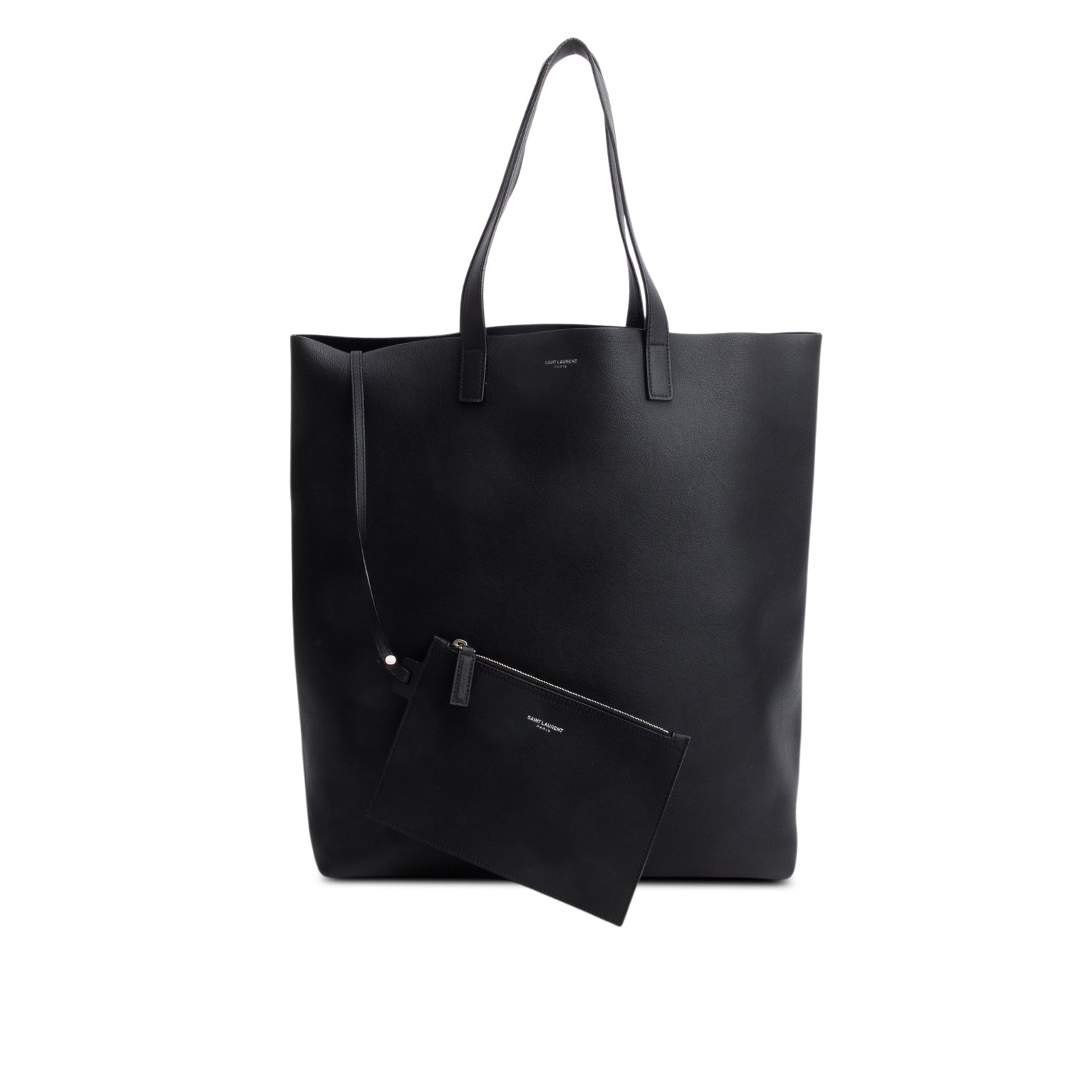 Saint Laurent Black Calfskin North-South Shopping Tote w/ Pouch & Receipt