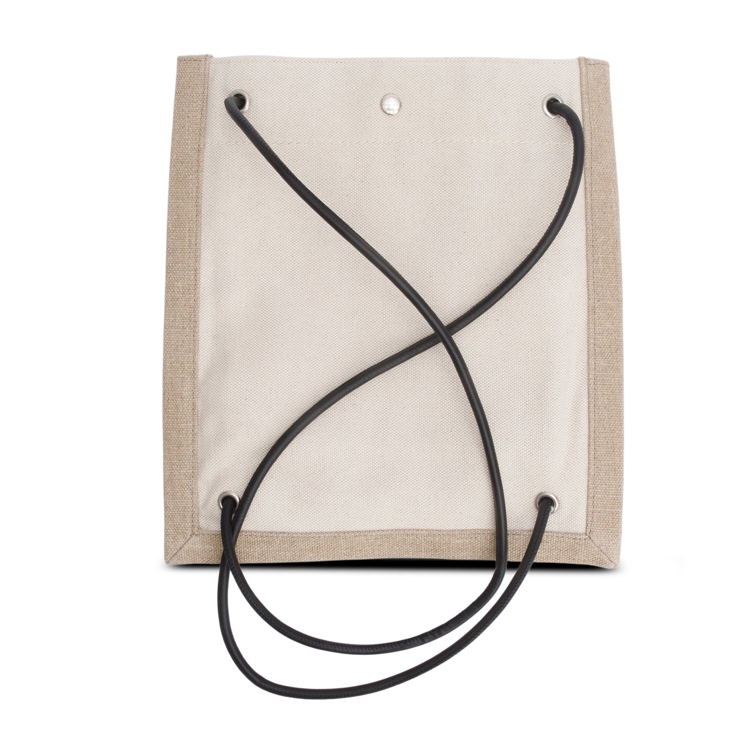 Saint Laurent 2023 Beige Linen Calfskin Rive Gauche Drawstring Backpack