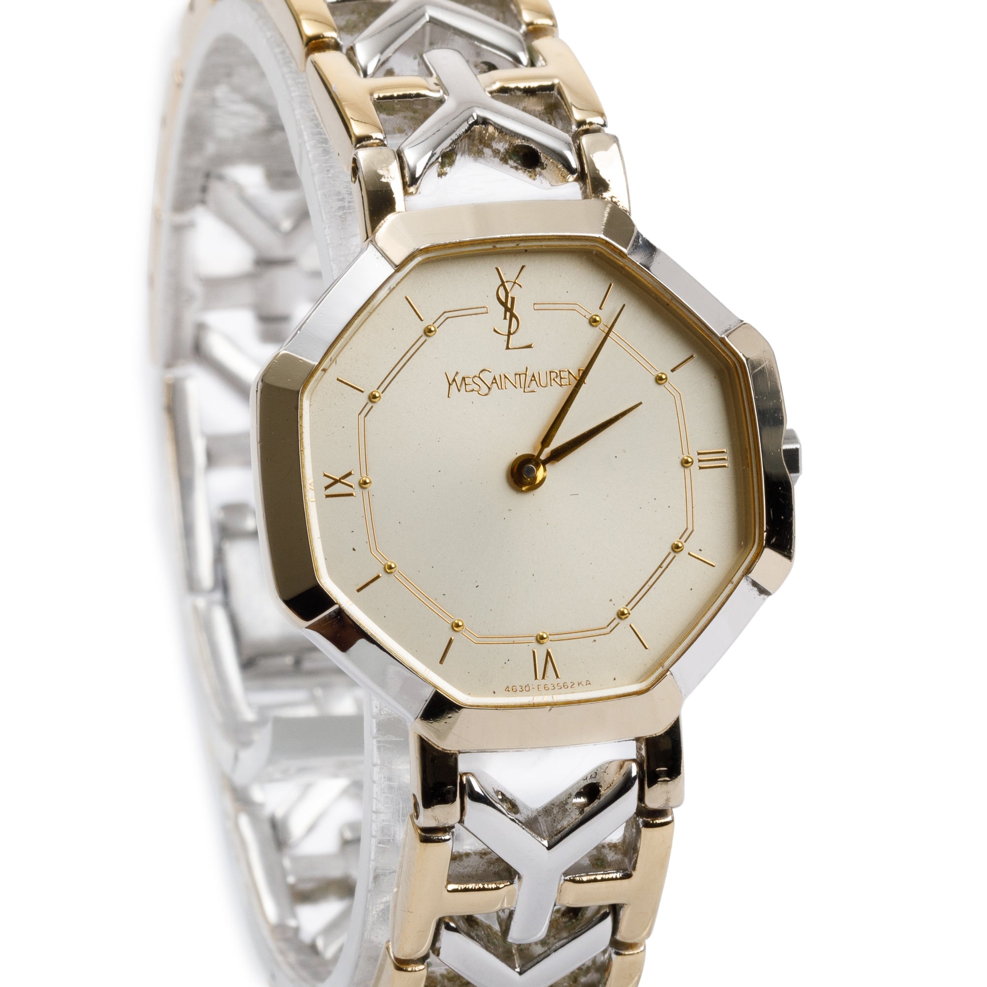 Yves Saint Laurent Two-Tone Stainless Steel Octagon Y Belt 28 MM Watch