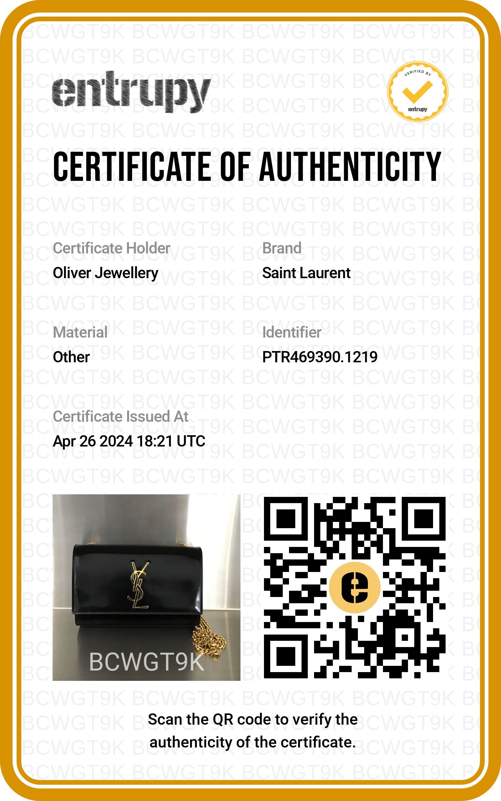 Saint Laurent Black Patent Leather Kate Bag