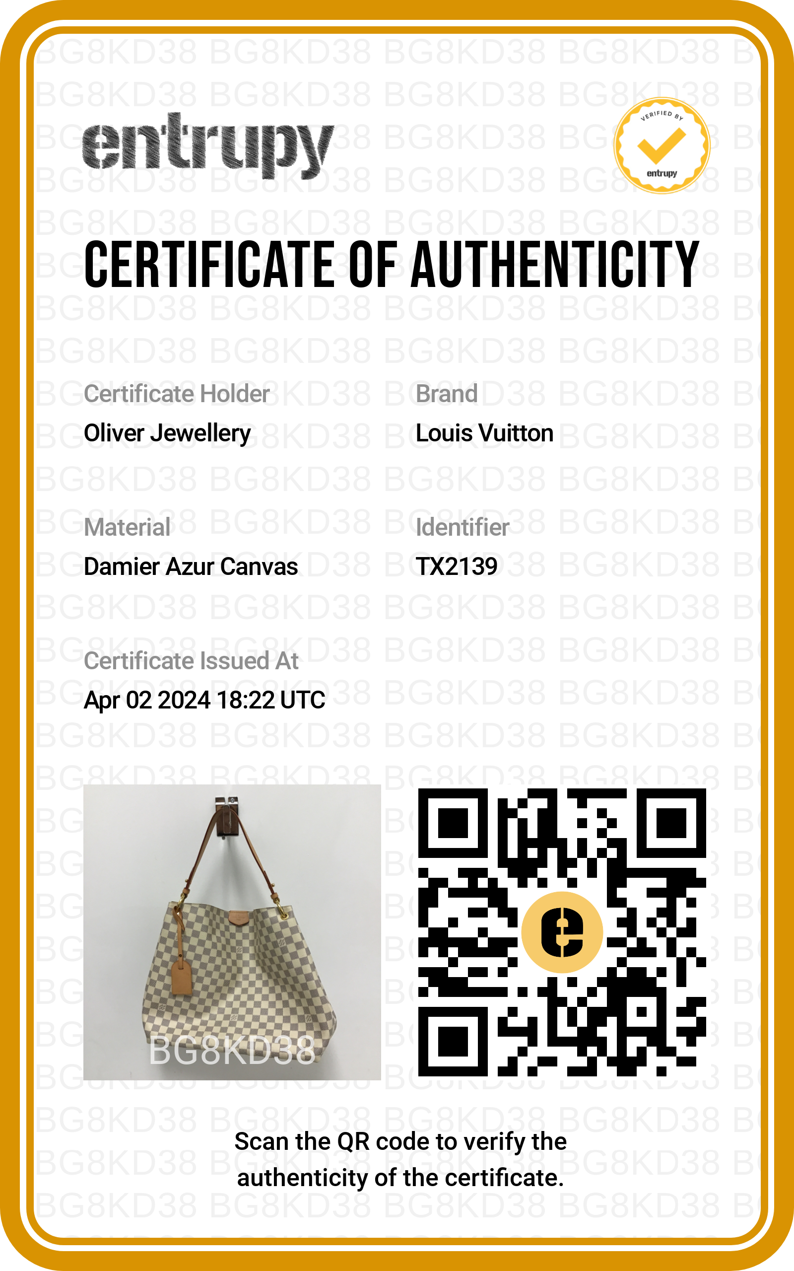 Louis Vuitton Damier Azur Graceful MM w/ Box