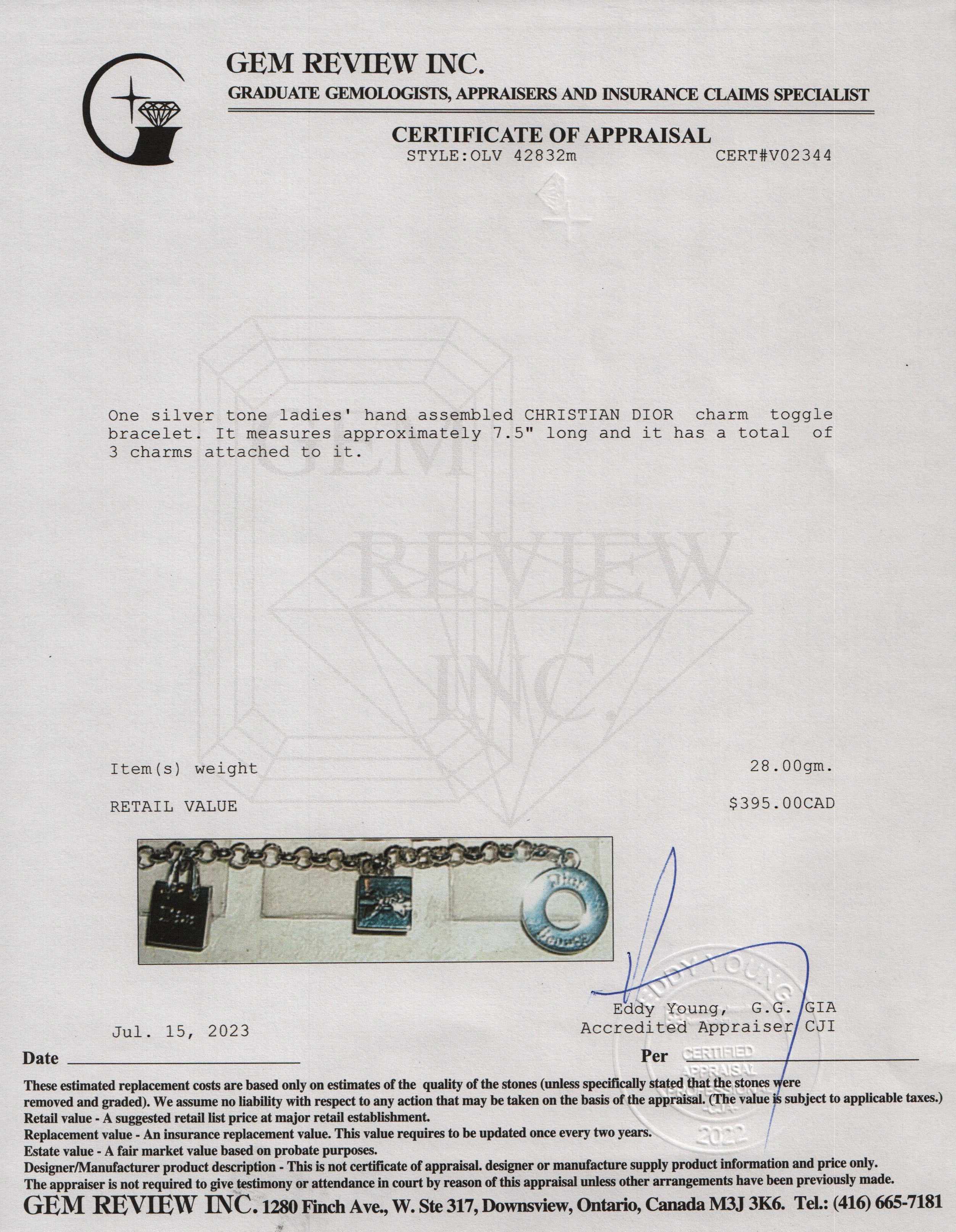Christian Dior Charm Toggle Bracelet