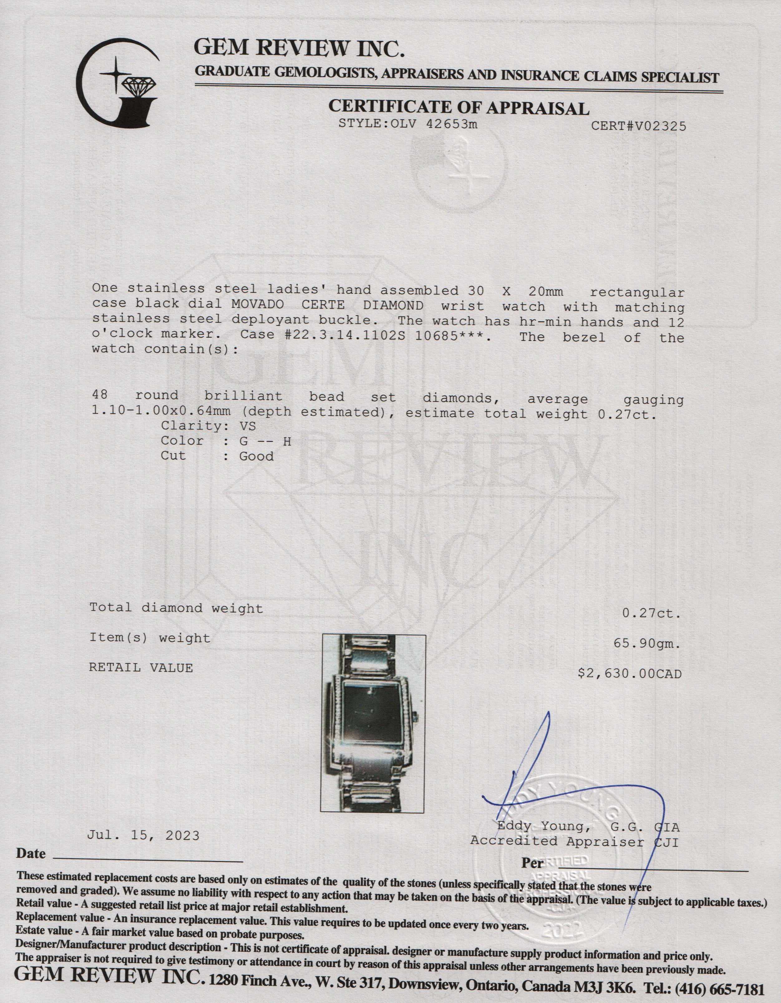 Movado Certe Diamond Watch