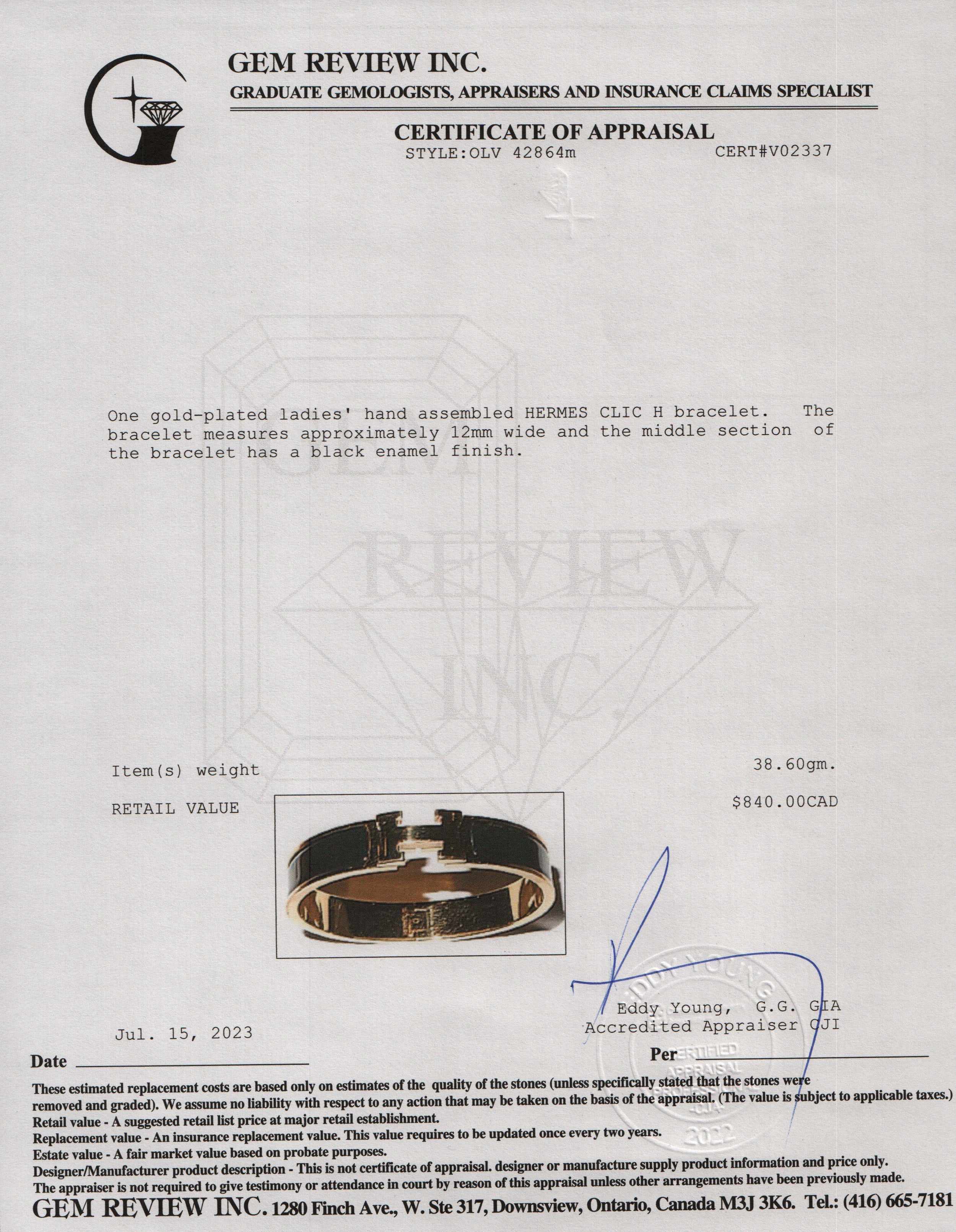 Hermes Clic H Bracelet w/ Box