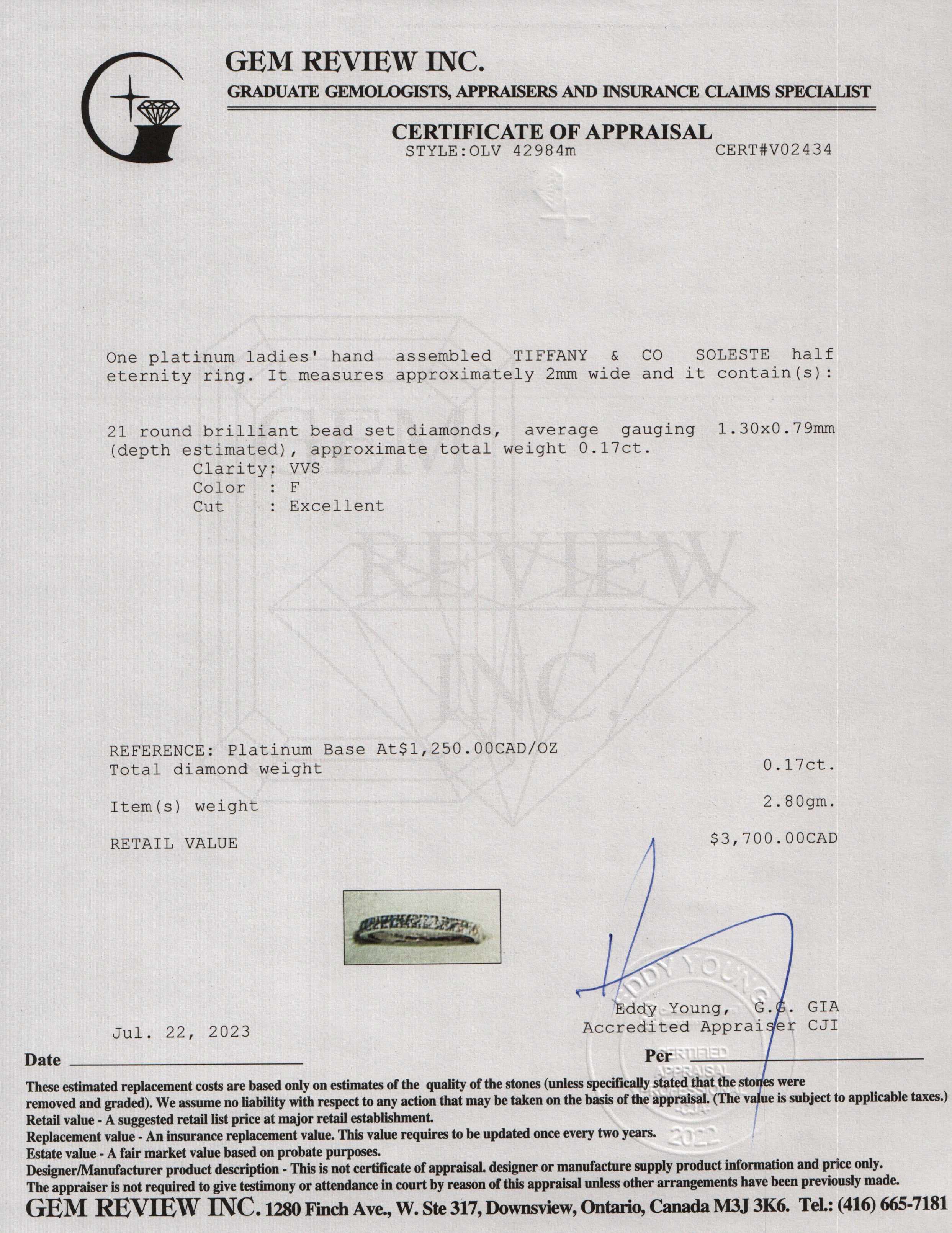 Tiffany & Co. Platinum & Diamond Soleste Half Eternity Ring