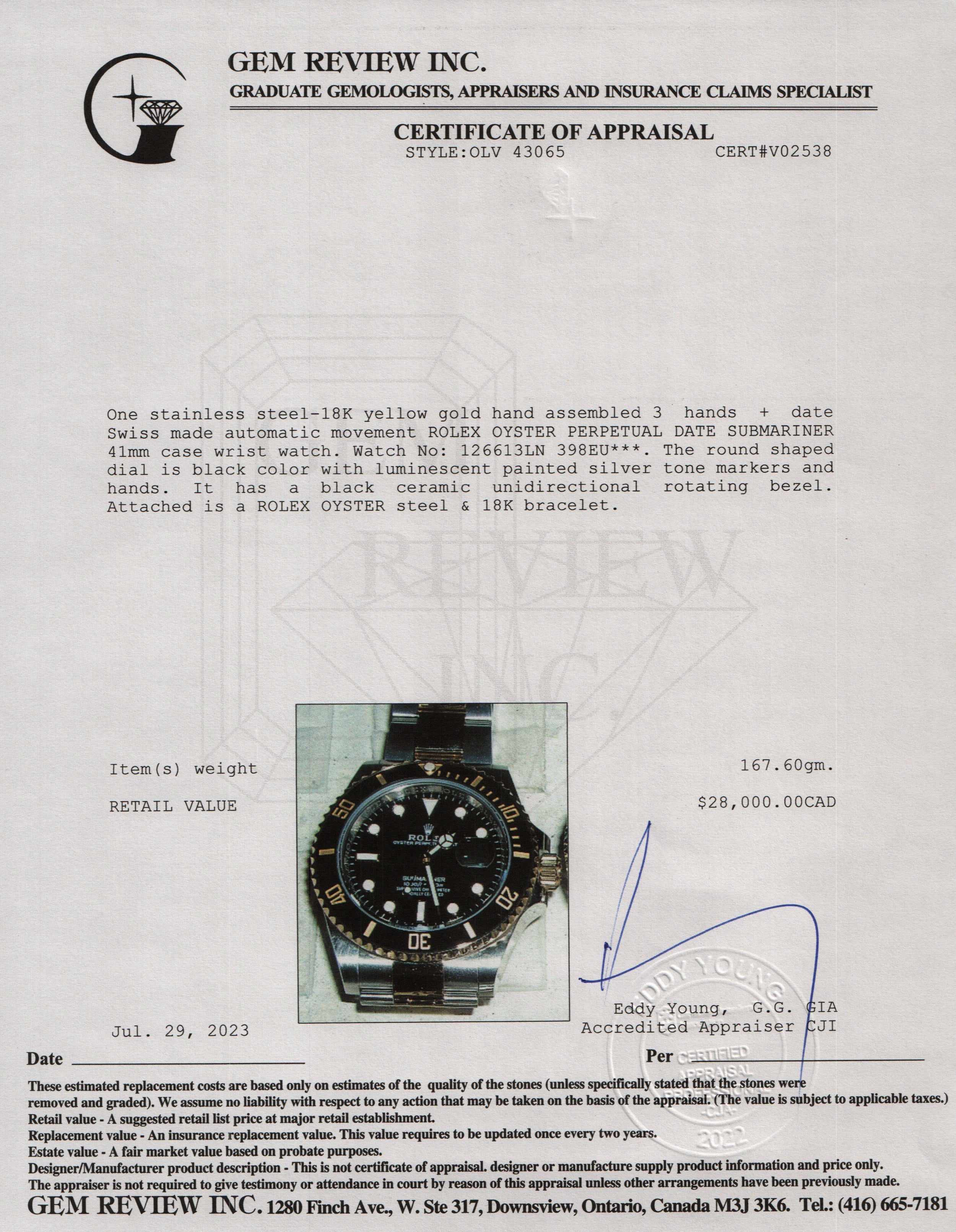 Rolex 2021 Two-Tone Submariner 41mm Date Watch w/ Box & papers