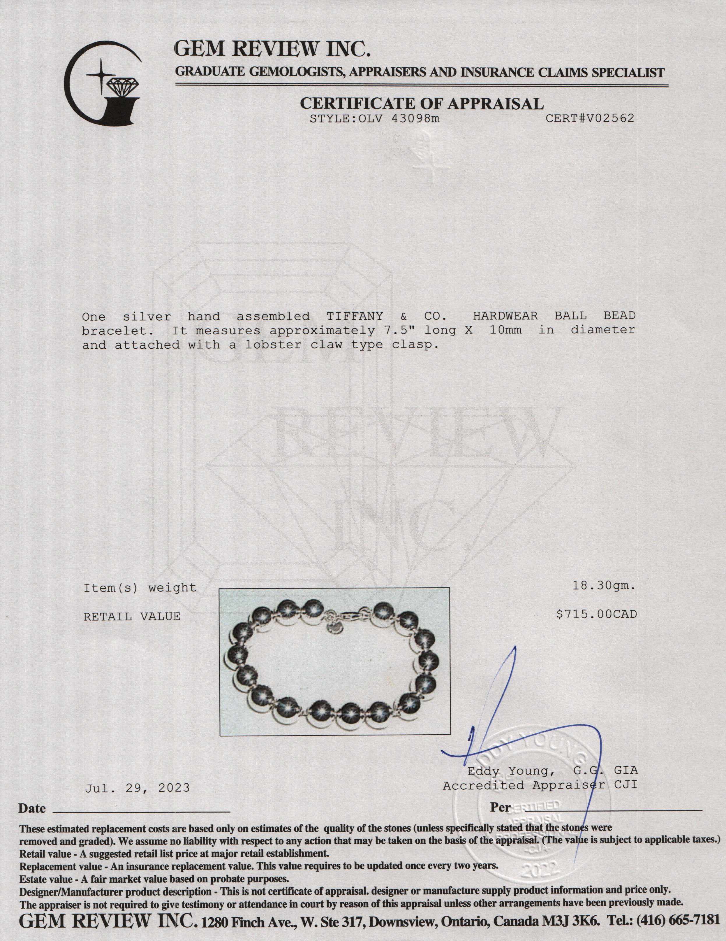 Tiffany & Co. Sterling Silver 10 mm HardWear Ball Bracelet