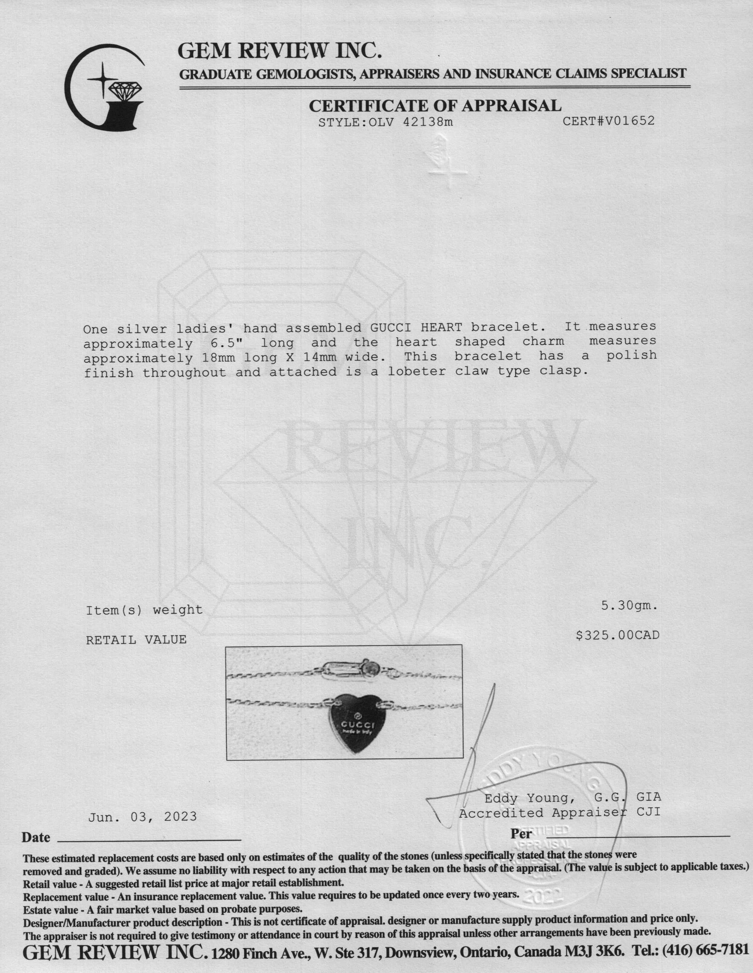 Gucci Trademark Heart Bracelet